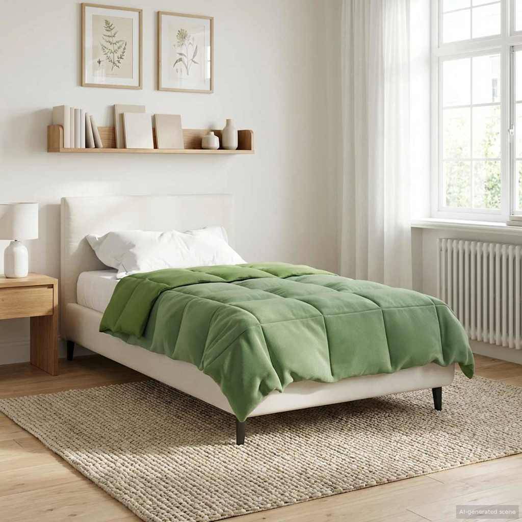 vidaXL Ganzjahresbettdecke Gepolstert Grün 140 x 200 cm Mikrofaser