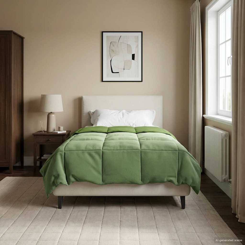 vidaXL Ganzjahresbettdecke Gepolstert Grün 140 x 200 cm Mikrofaser