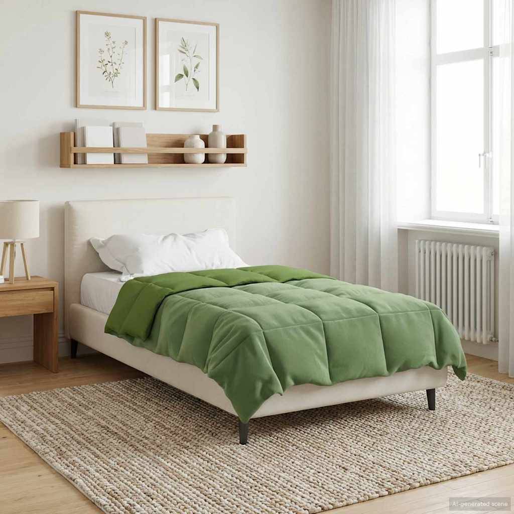 vidaXL Ganzjahresbettdecke Gepolstert Grün 135 x 220 cm Mikrofaser
