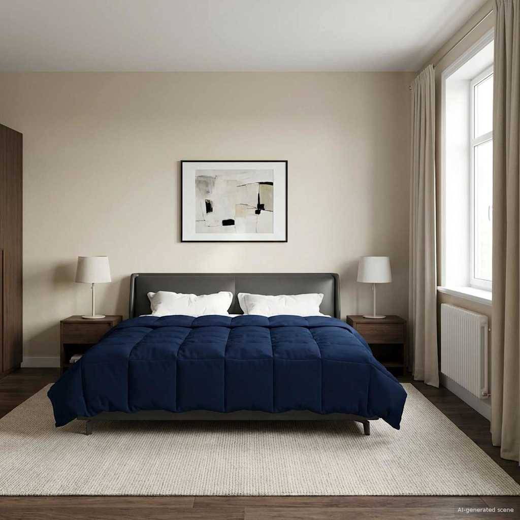 vidaXL Ganzjahresbettdecke Dunkelblau 240 x 260 cm Mikrofaser