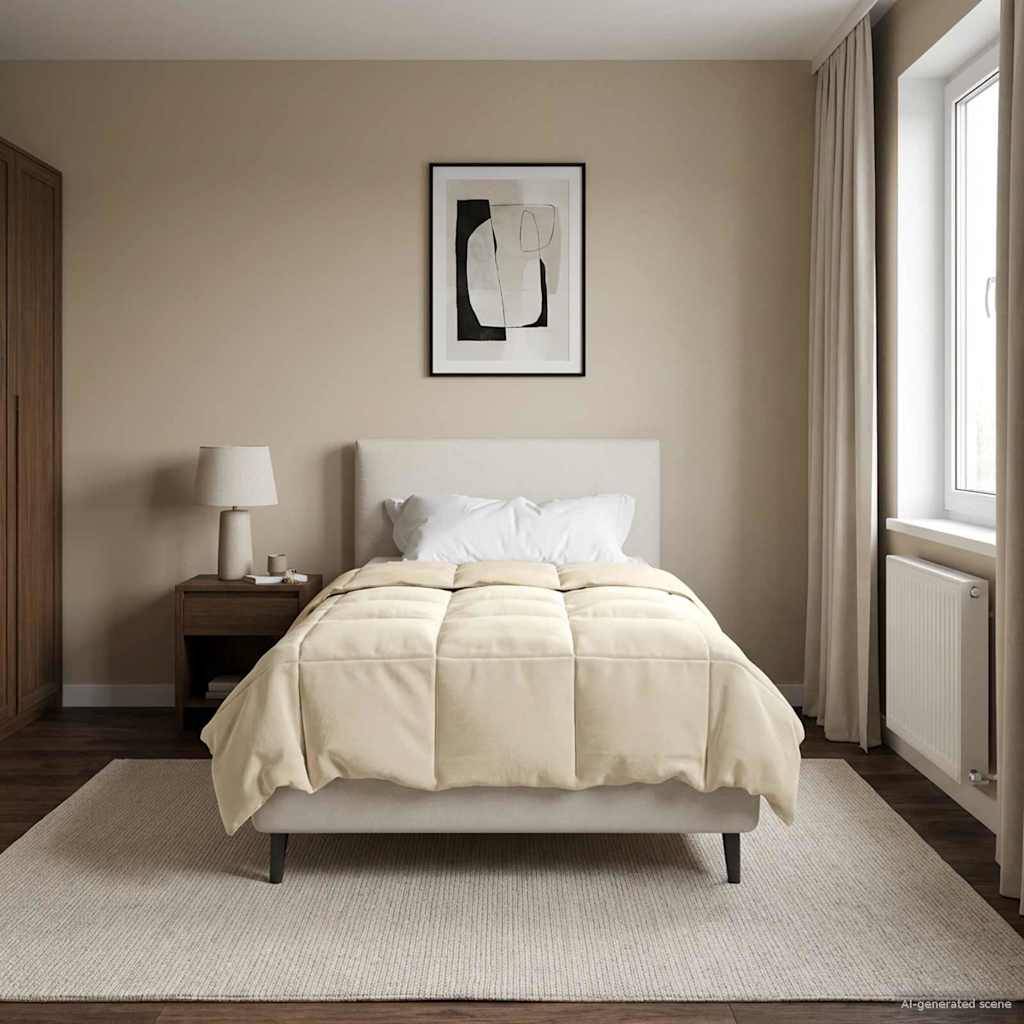 vidaXL Ganzjahresbettdecke Gepolstert Creme 135 x 220 cm Mikrofaser