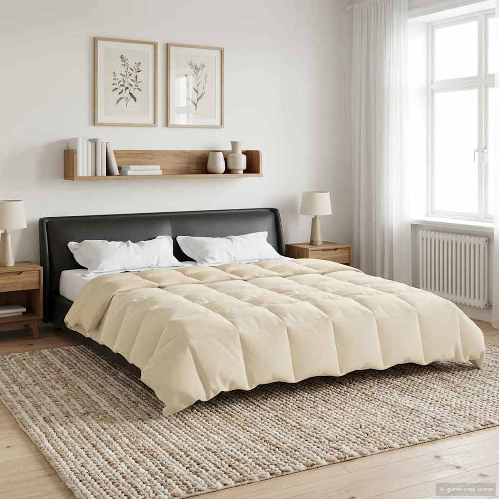 vidaXL Ganzjahresbettdecke Gepolstert Creme 200 x 220 cm Mikrofaser