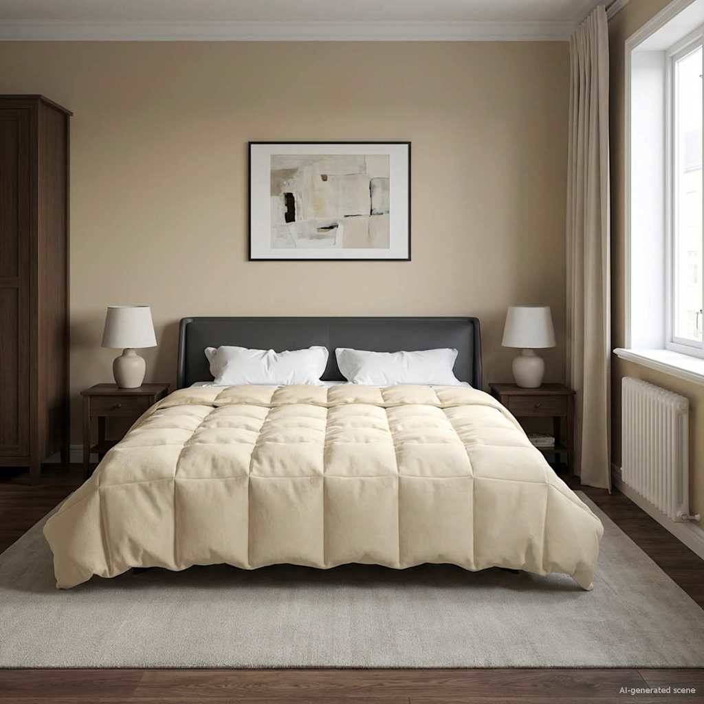 vidaXL Ganzjahresbettdecke Gepolstert Creme 200 x 220 cm Mikrofaser