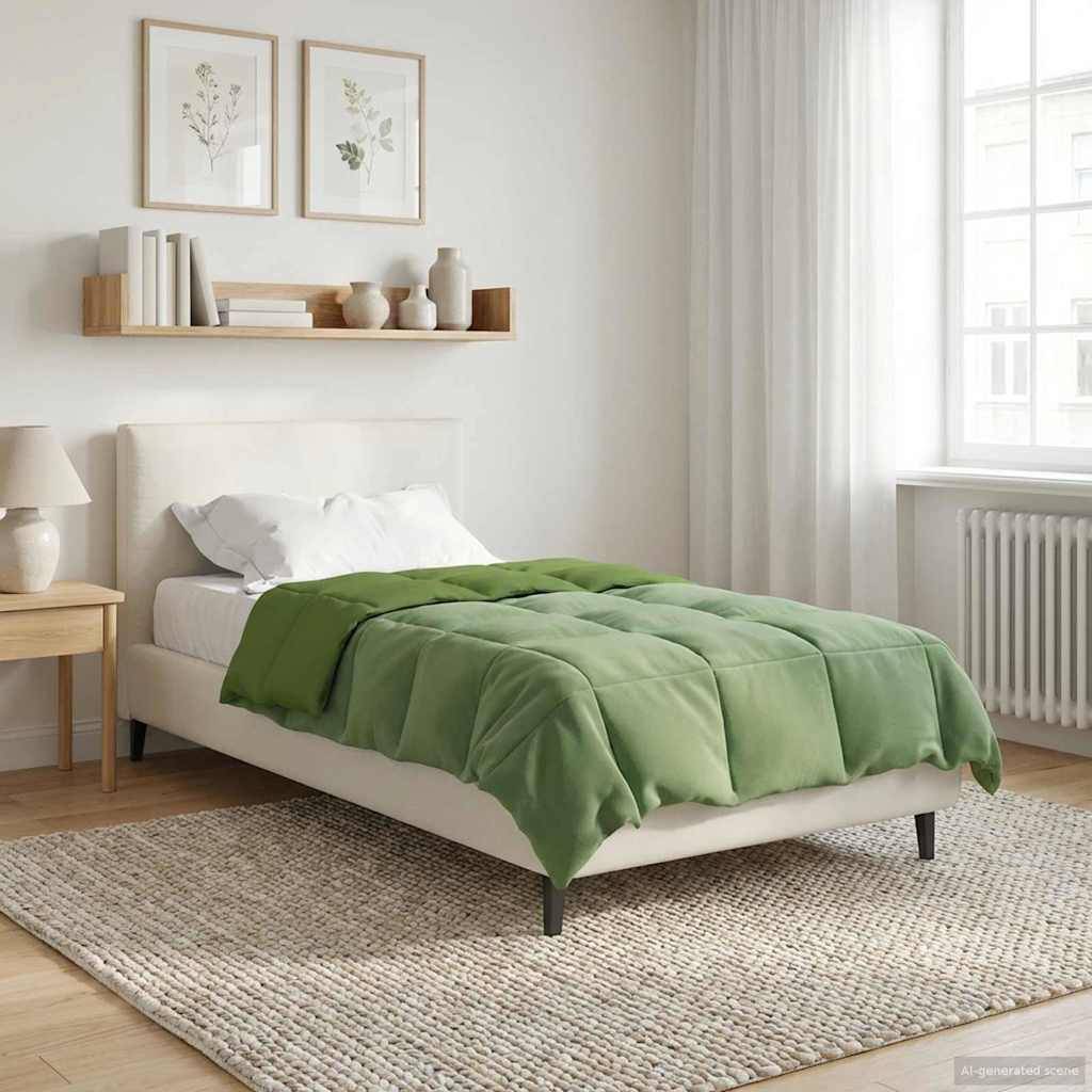 vidaXL Winterbettdecke Gepolstert Grün 155 x 200 cm Mikrofaser