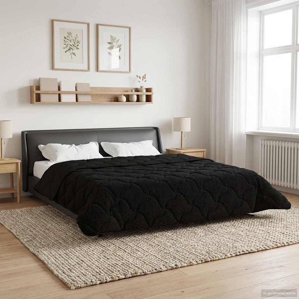 vidaXL Ganzjahresbettdecke Gepolstert Schwarz 200 x 240 cm