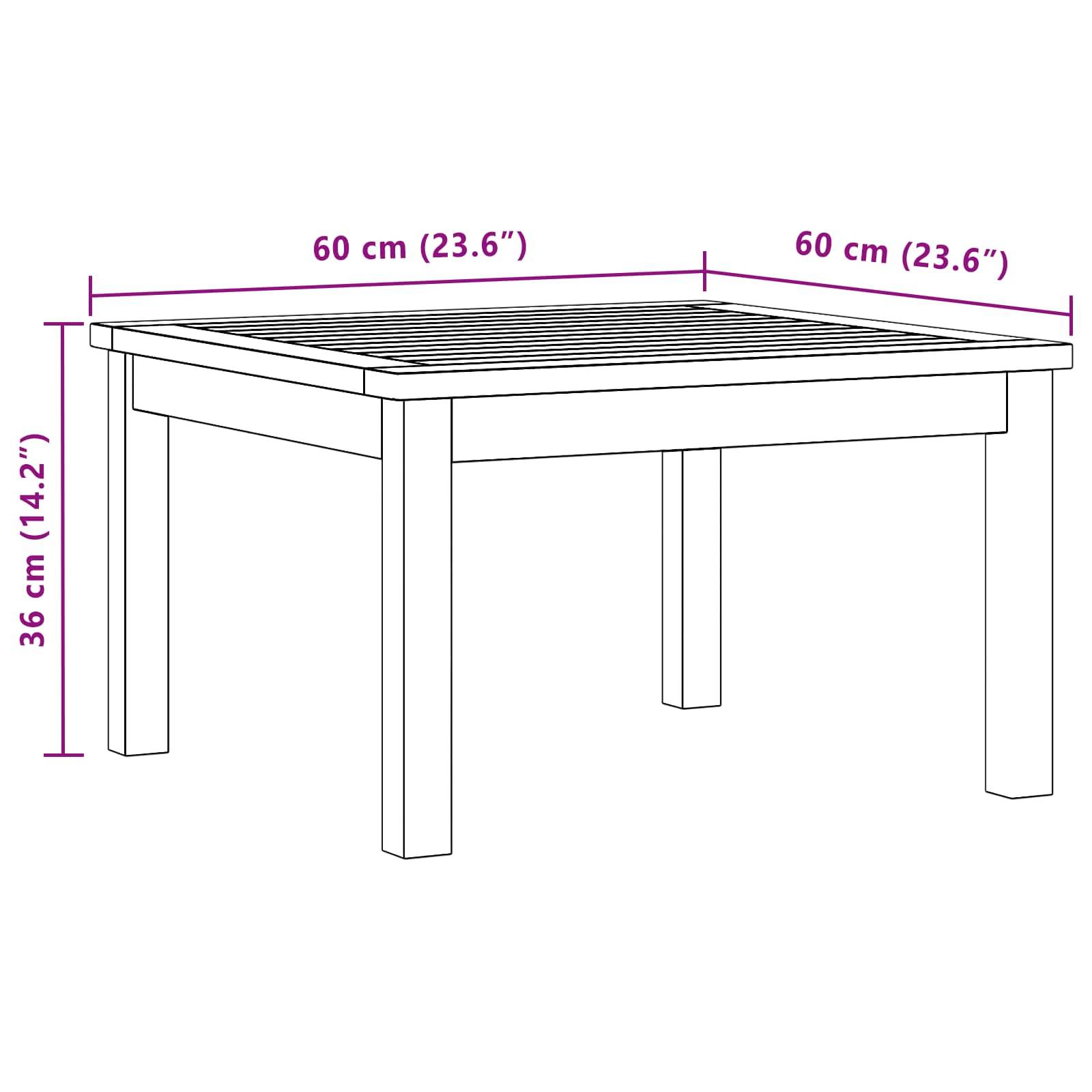 vidaXL Couchtisch Helles Akazienholz 60 x 60 x 36 cm Massivholz Akazie