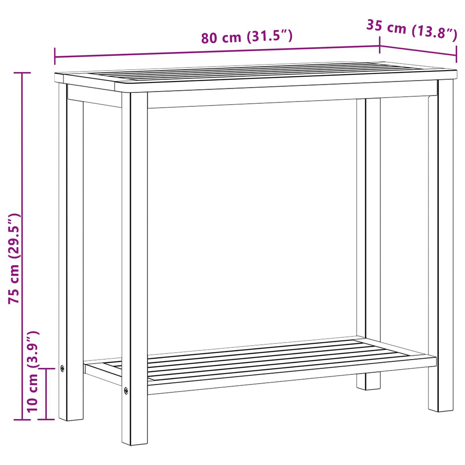 vidaXL Gartenkonsole Tisch Helles Akazienholz 80 x 35 x 75 cm