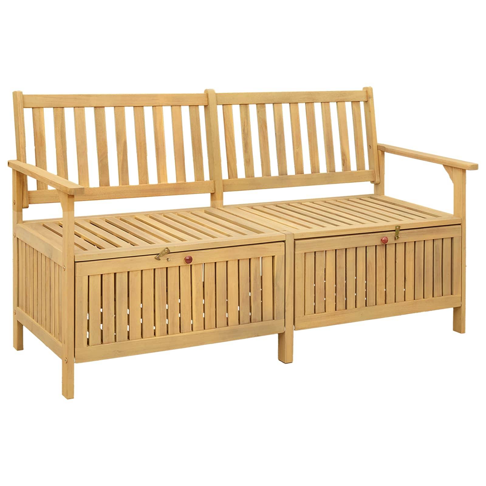vidaXL Sitzbank mit Stauraum mit Tür 148 x 63 x 84 cm Massiv-Akazie