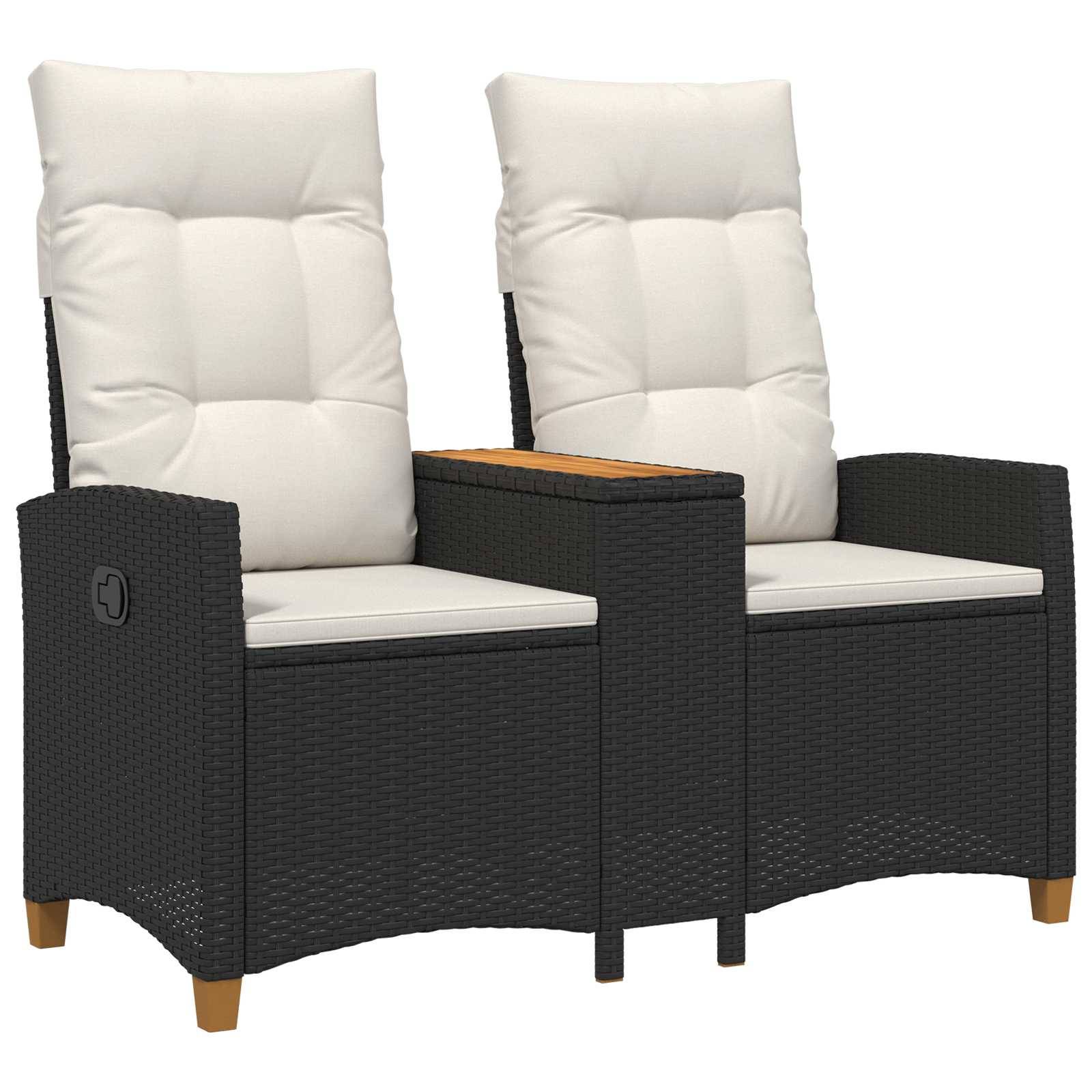 vidaXL Liegebank mit Tisch Schwarz und Cremeweiß 126 x 65 x 112 cm