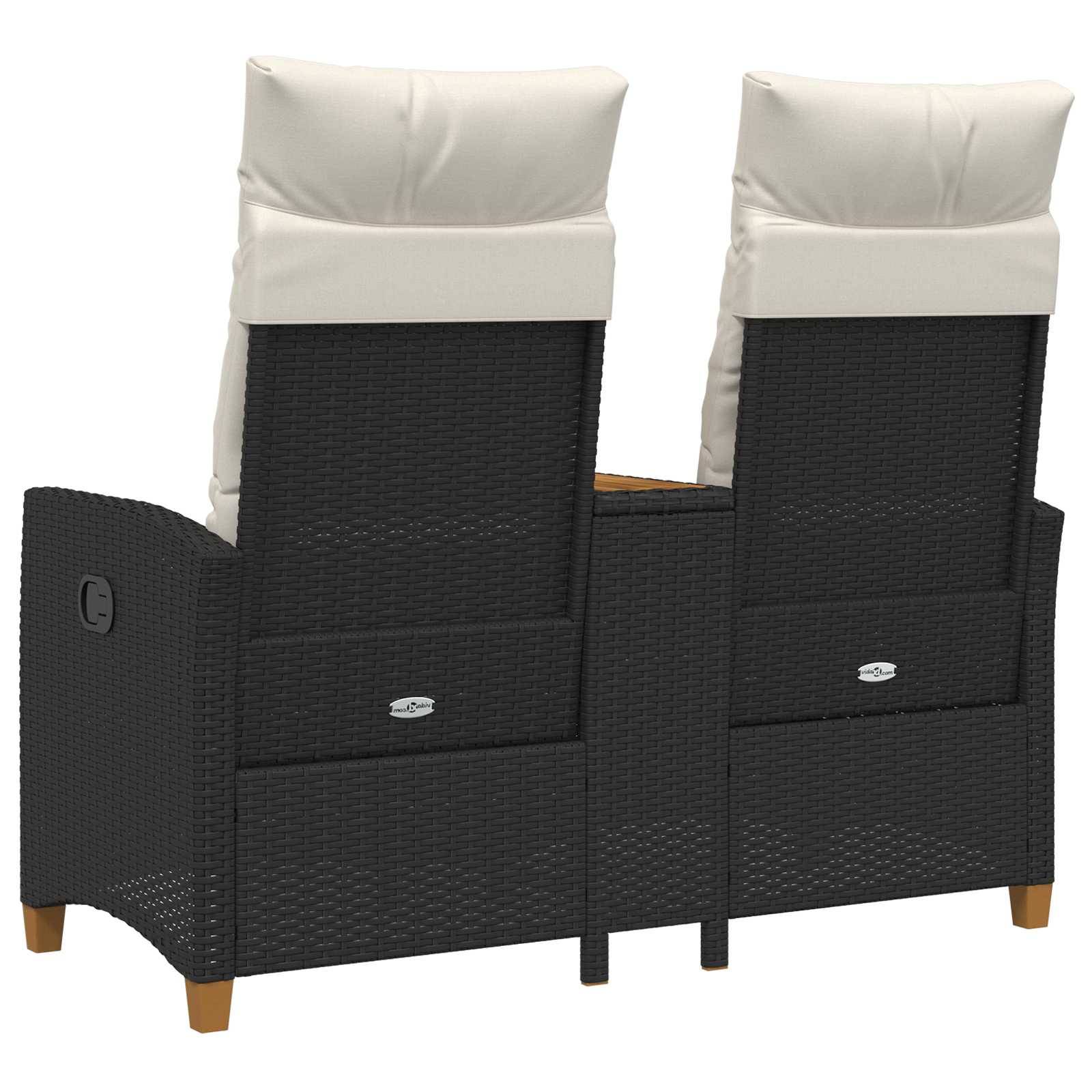 vidaXL Liegebank mit Tisch Schwarz und Cremeweiß 126 x 65 x 112 cm
