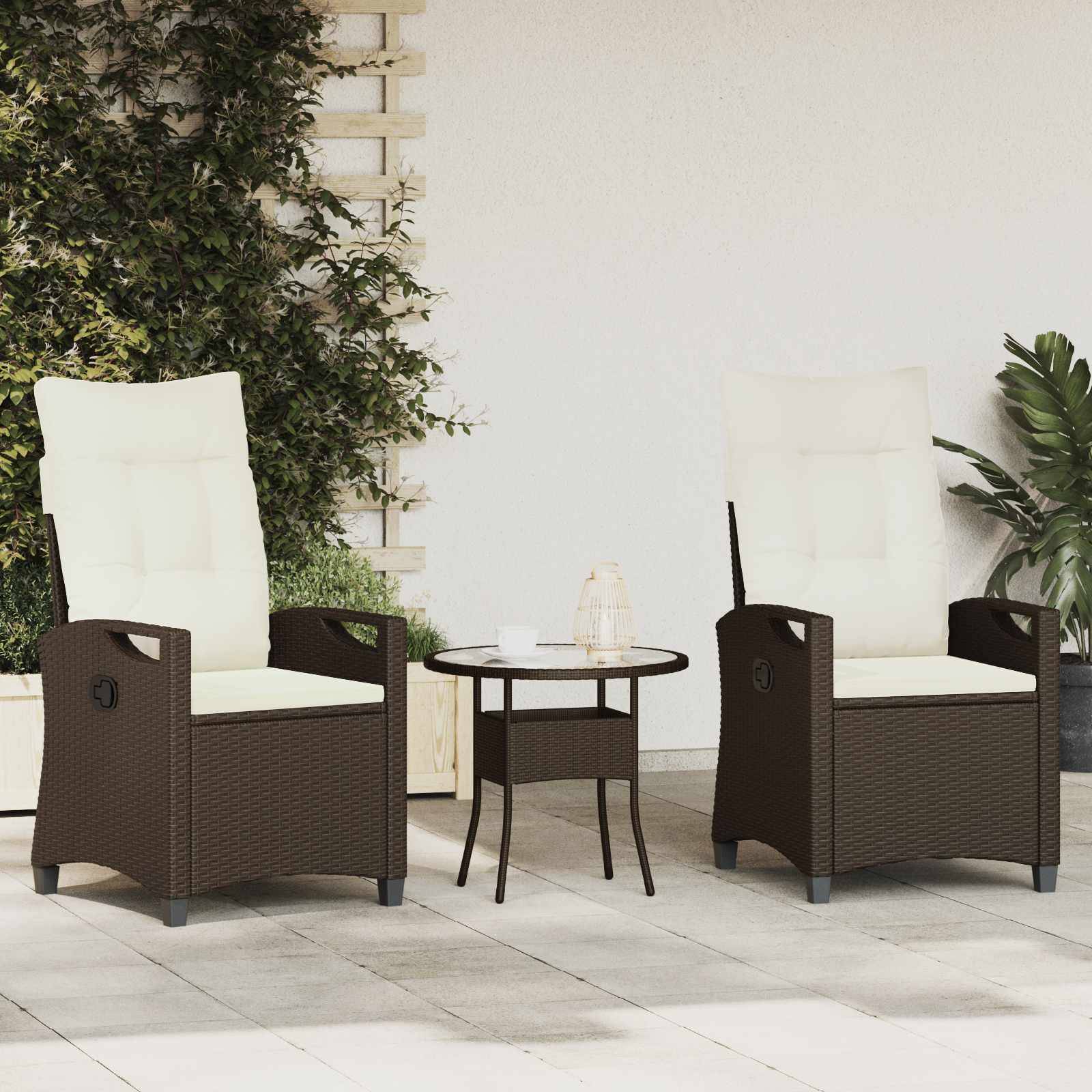 vidaXL Gartenstuhl 2 pcs Braun und Creme 56 x 60 x 112 cm