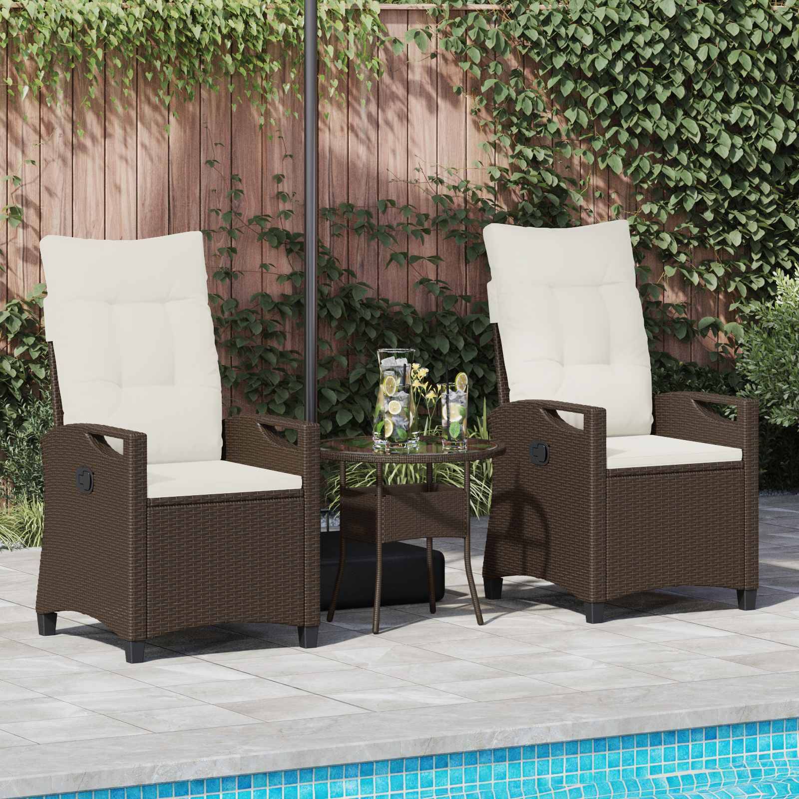 vidaXL Gartenstuhl 2 pcs Braun und Creme 56 x 60 x 112 cm