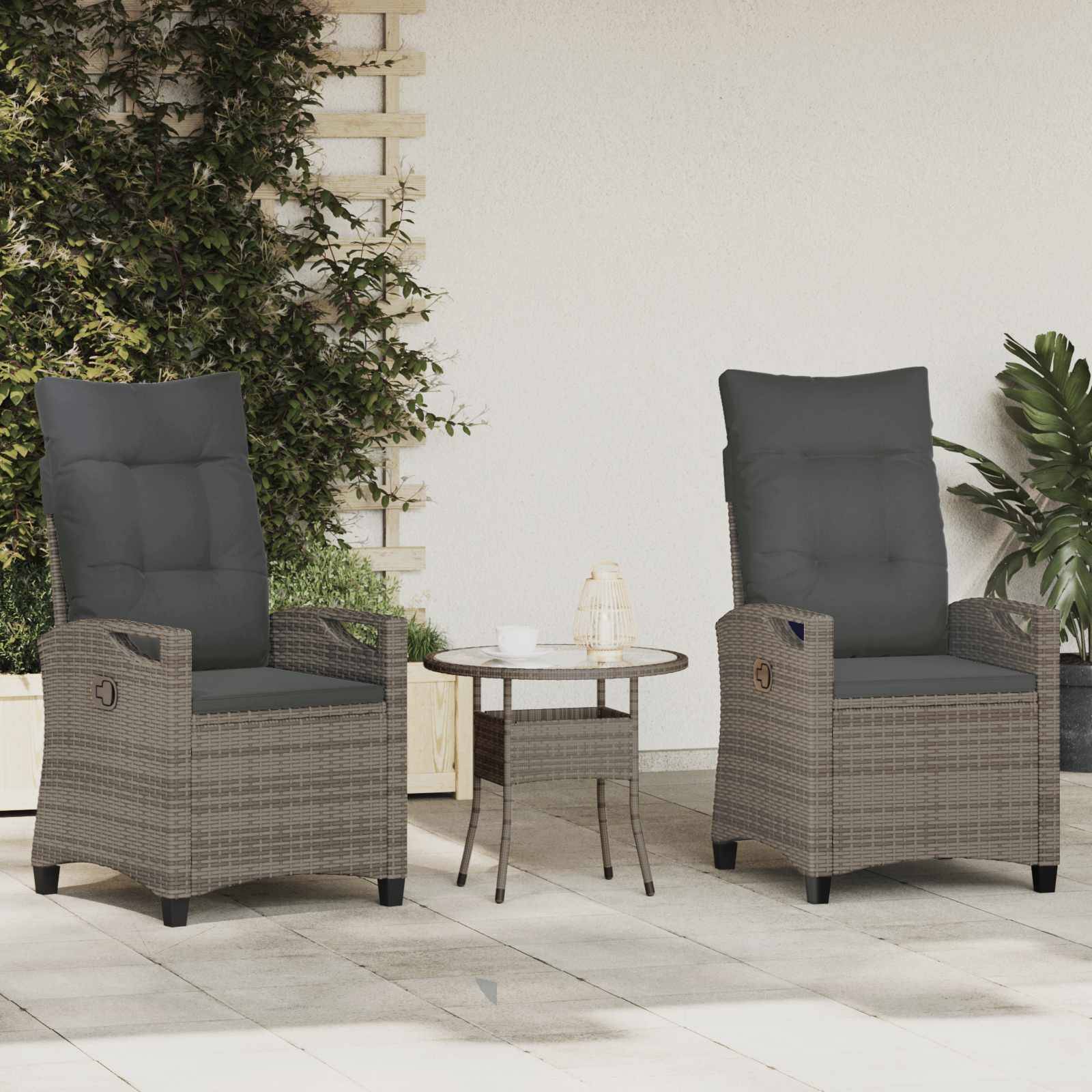 vidaXL Gartenstuhl 2 pcs Grau und Dunkelgrau 56 x 60 x 112 cm