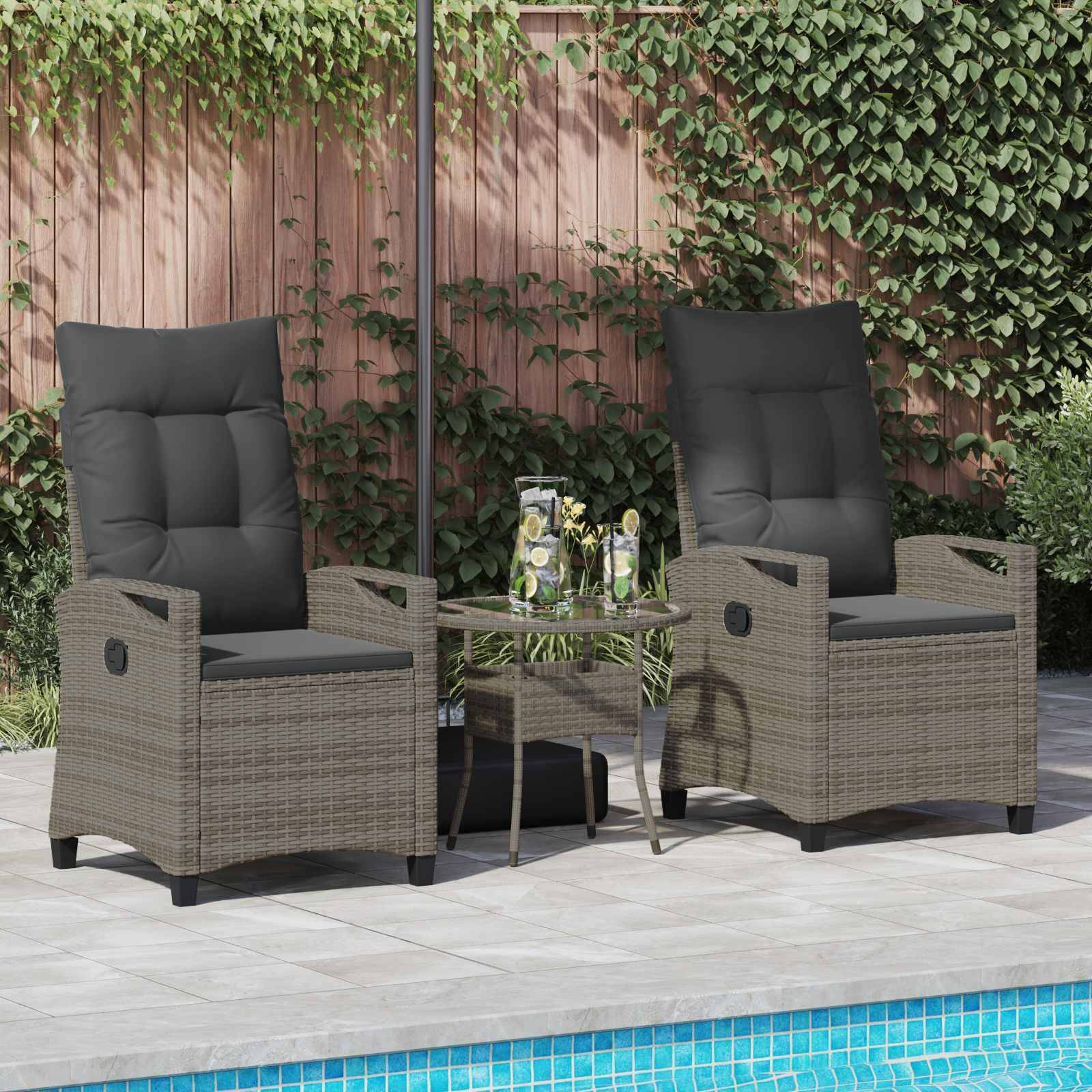 vidaXL Gartenstuhl 2 pcs Grau und Dunkelgrau 56 x 60 x 112 cm