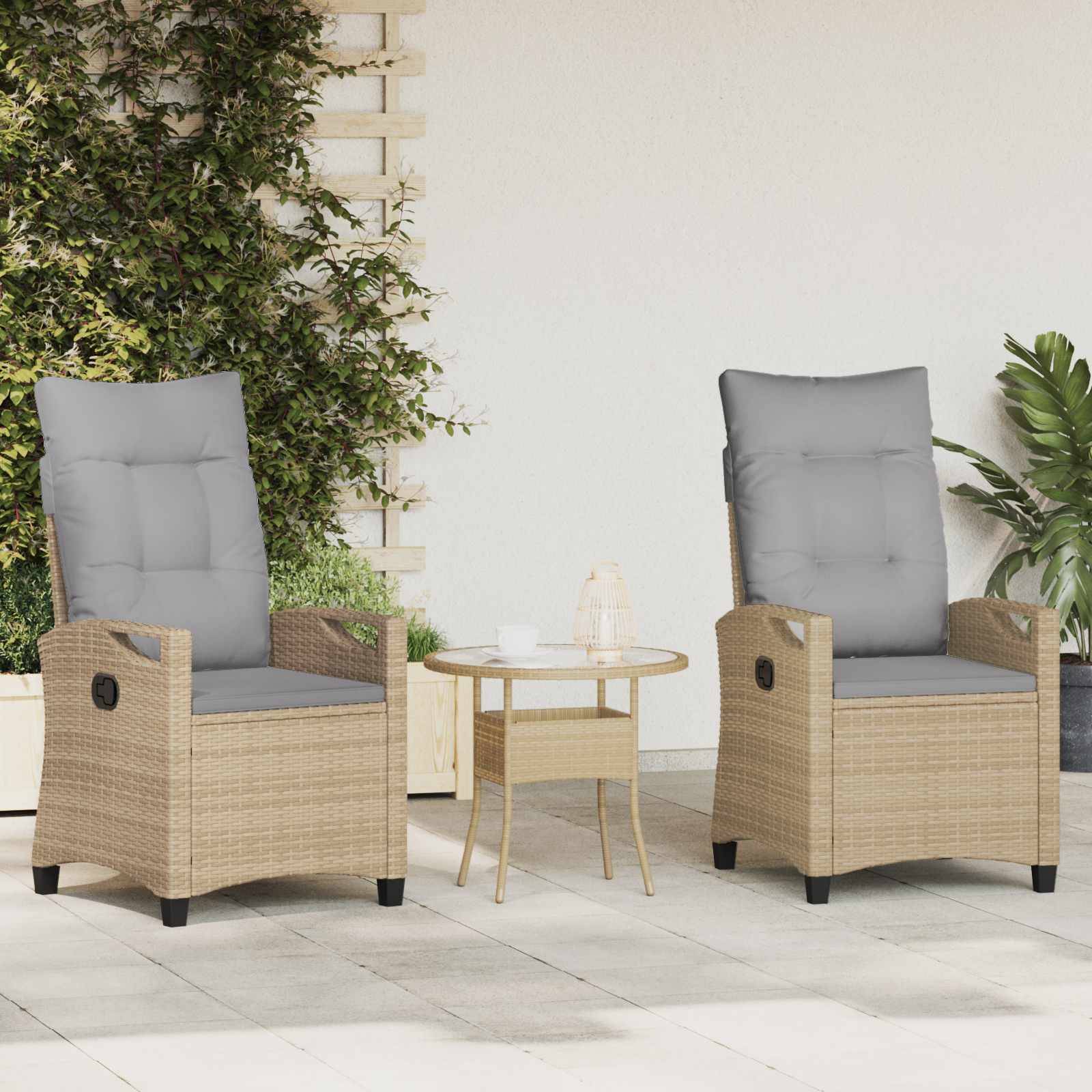 vidaXL Gartenstuhl 2 pcs Beige und Hellgrau 56 x 60 x 112 cm