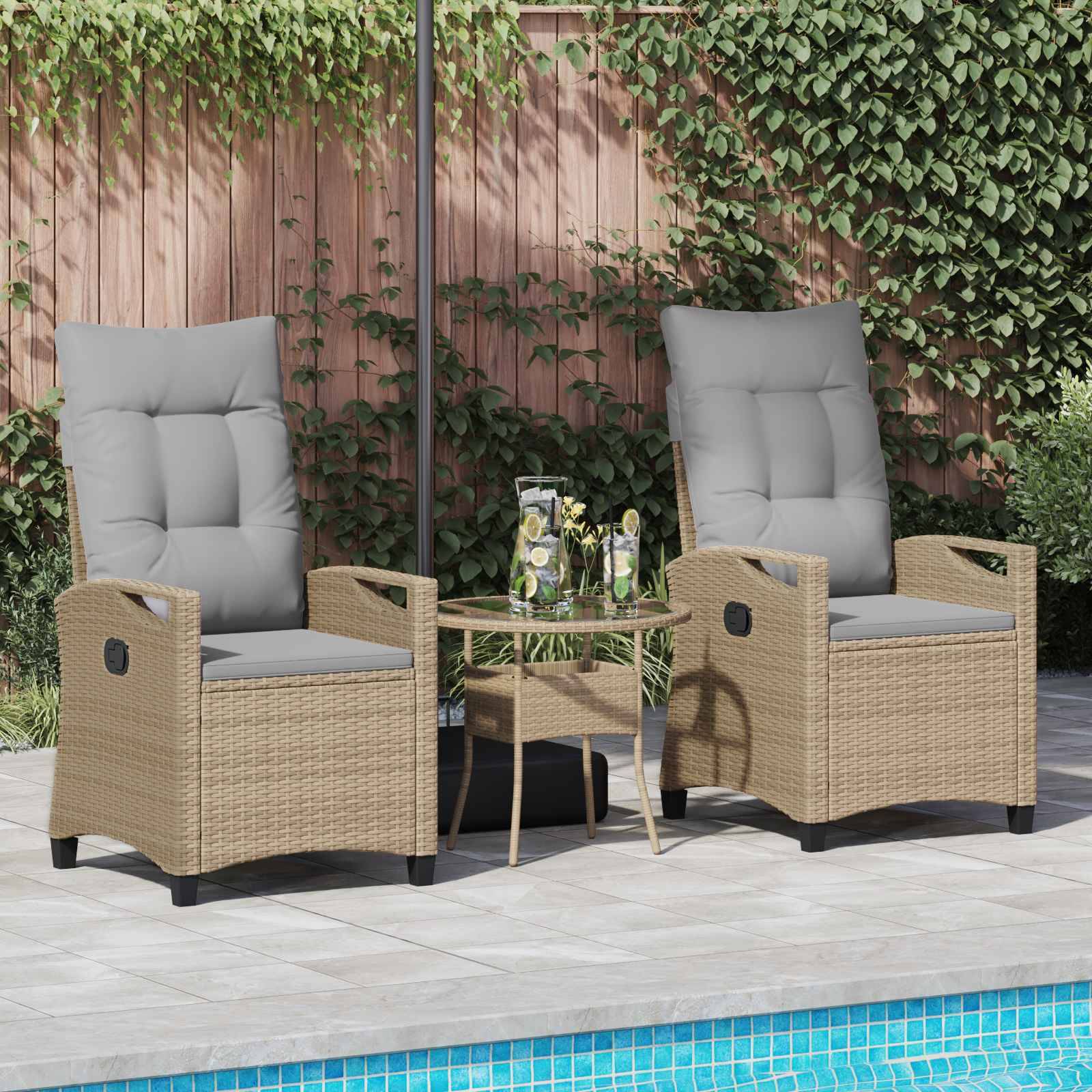 vidaXL Gartenstuhl 2 pcs Beige und Hellgrau 56 x 60 x 112 cm