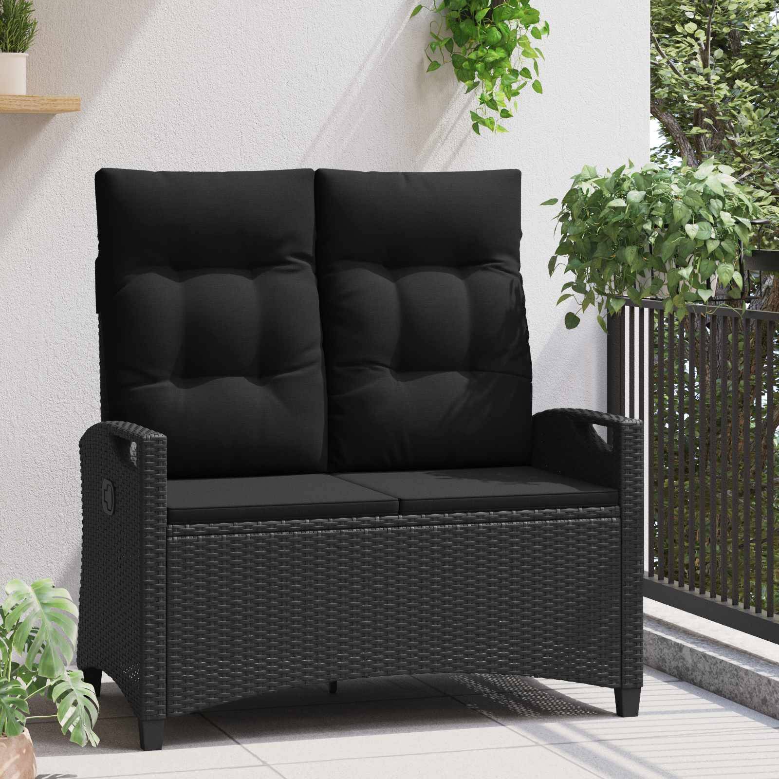 vidaXL Gartenbank Schwarz 105 x 60 x 112 cm Stahl und Polyester