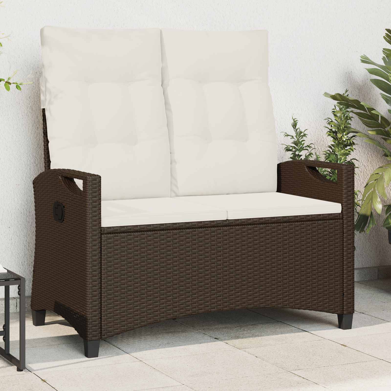 vidaXL Gartenbank mit Kissen Braun und Creme 105 x 60 x 112 cm