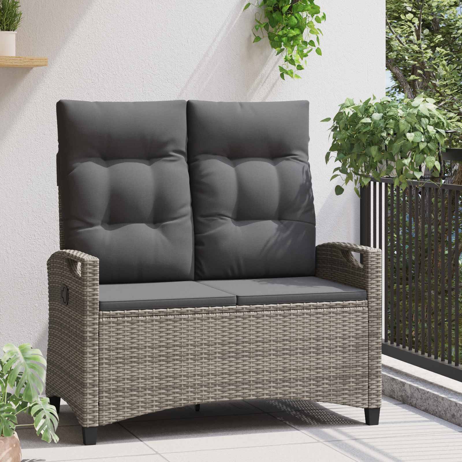 vidaXL Gartenbank mit Kissen Grau und Dunkelgrau 105 x 60 x 112 cm