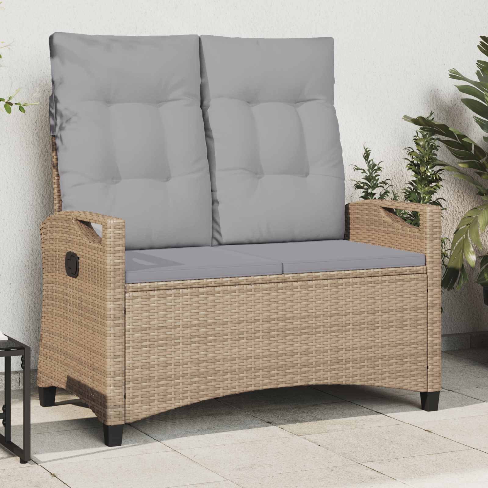 vidaXL Gartenbank mit Kissen Beige und Hellgrau 105 x 60 x 112 cm