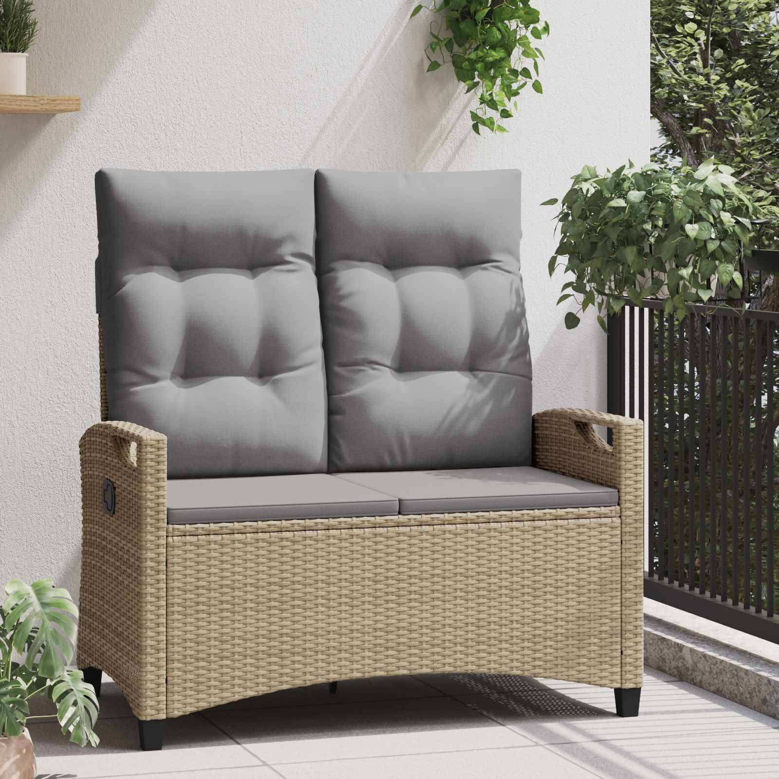 vidaXL Gartenbank mit Kissen Beige und Hellgrau 105 x 60 x 112 cm