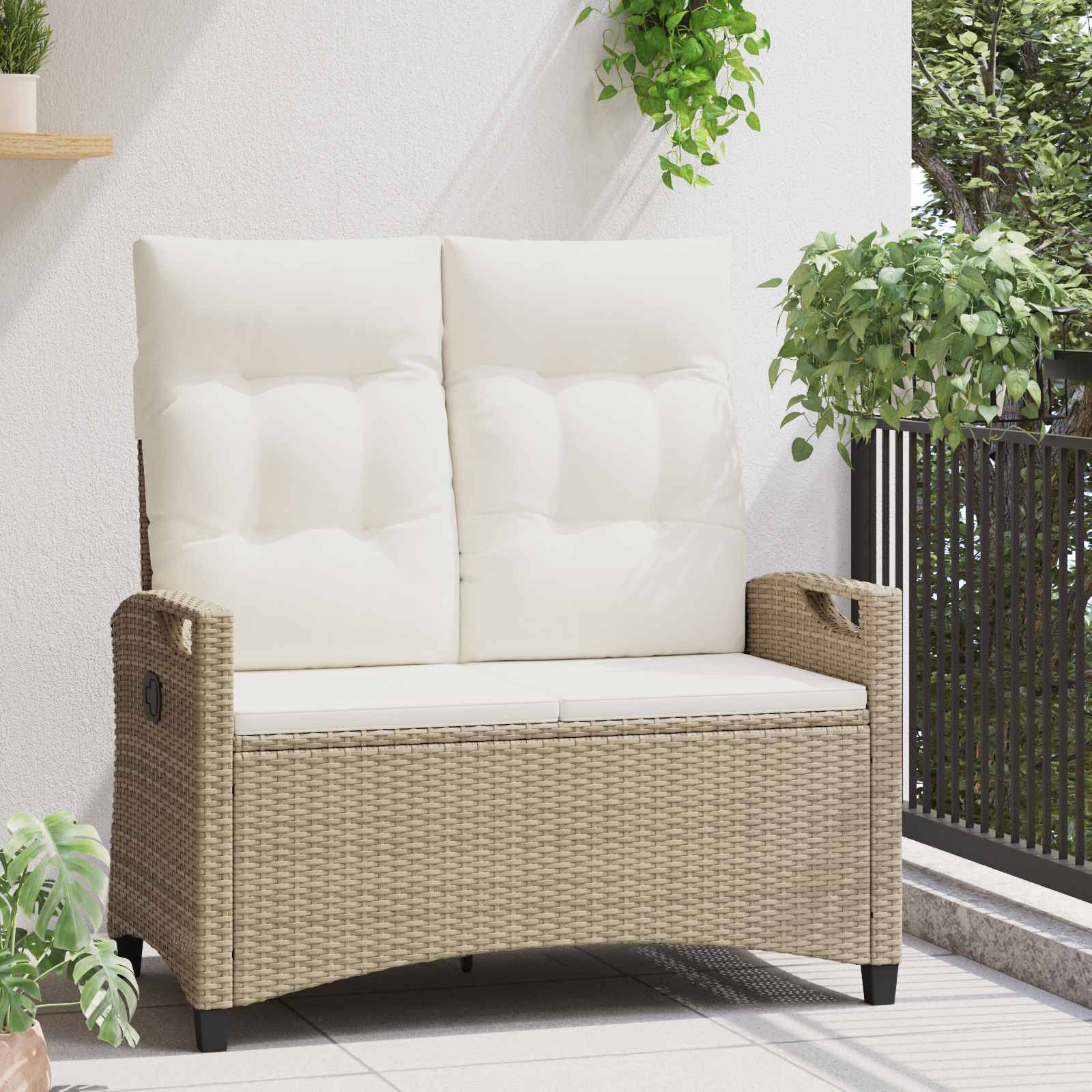vidaXL Gartenbank mit Kissen Beige und Creme 105 x 60 x 112 cm