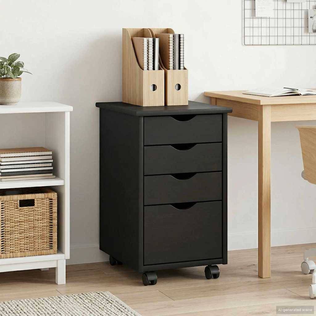 vidaXL Rollschrank Mit Rad Grau 34 x 39 x 56 cm Massives Kiefernholz