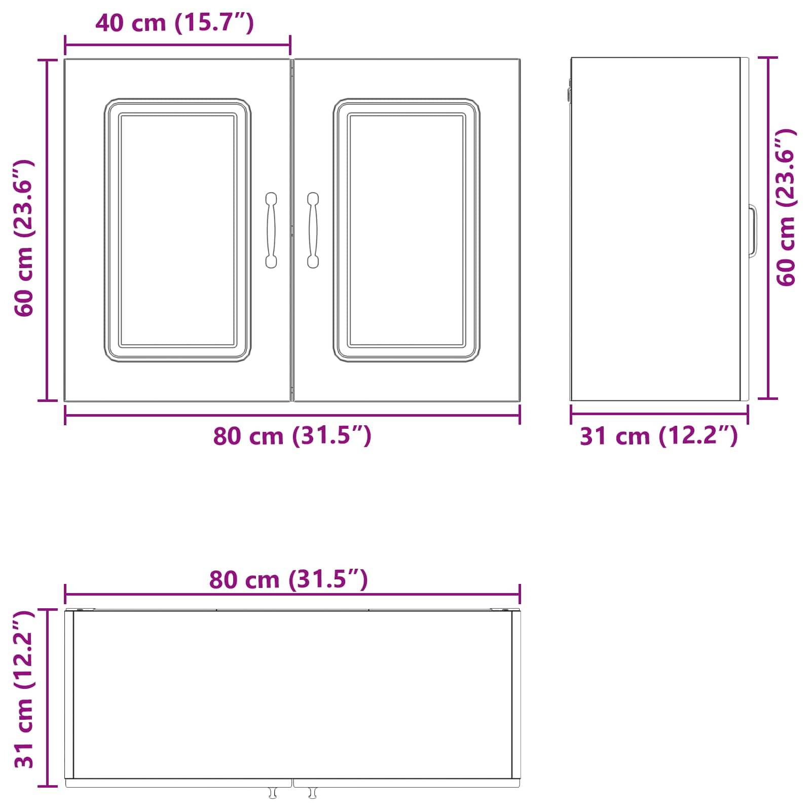 vidaXL Geschirrspülerfront Kalmar Schwarz Eichen-Optik 80 x 31 x 60 cm