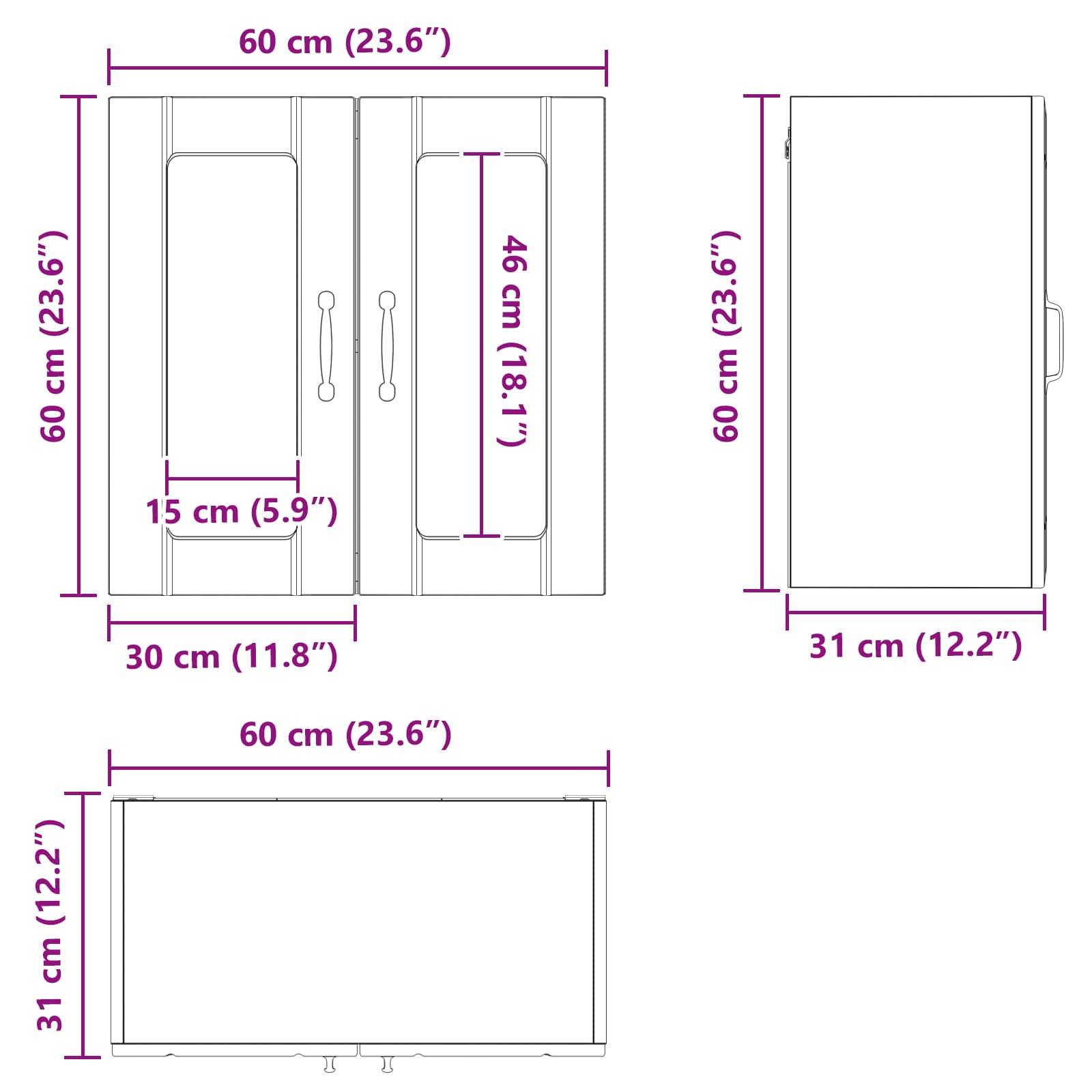 vidaXL Küchenschrank mit Speicher Lucca Schwarze Eiche 60 x 31 x 60 cm