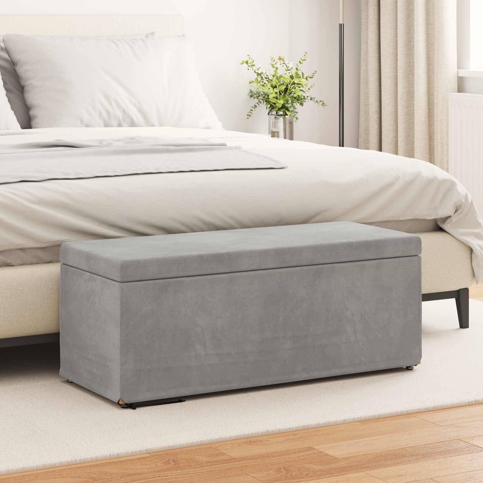 vidaXL Hocker Hellgrau 101 x 41 x 40 cm Samt und Engineering Holz