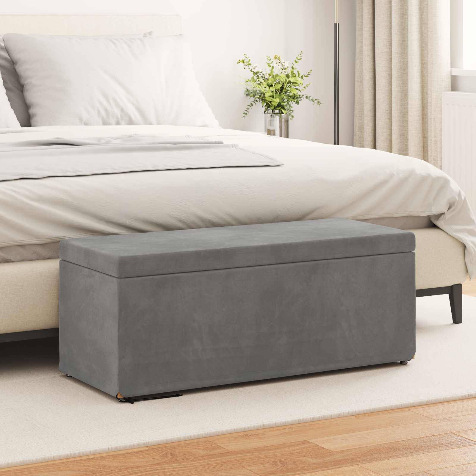 vidaXL Hocker Dunkelgrau 101 x 41 x 40 cm Samt und Engineering Holz