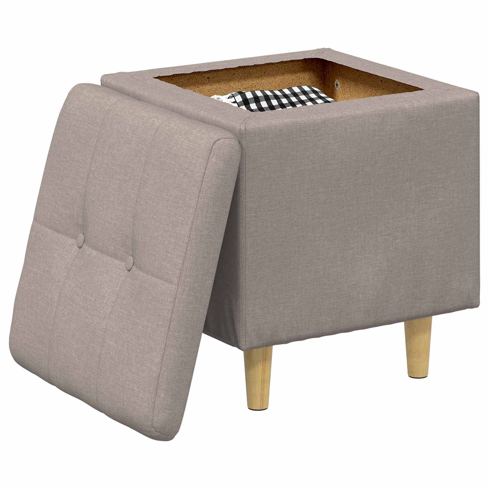 vidaXL Aufbewahrungsottomane mit Kissen Taupe 40 x 40 x 45 cm Stoff