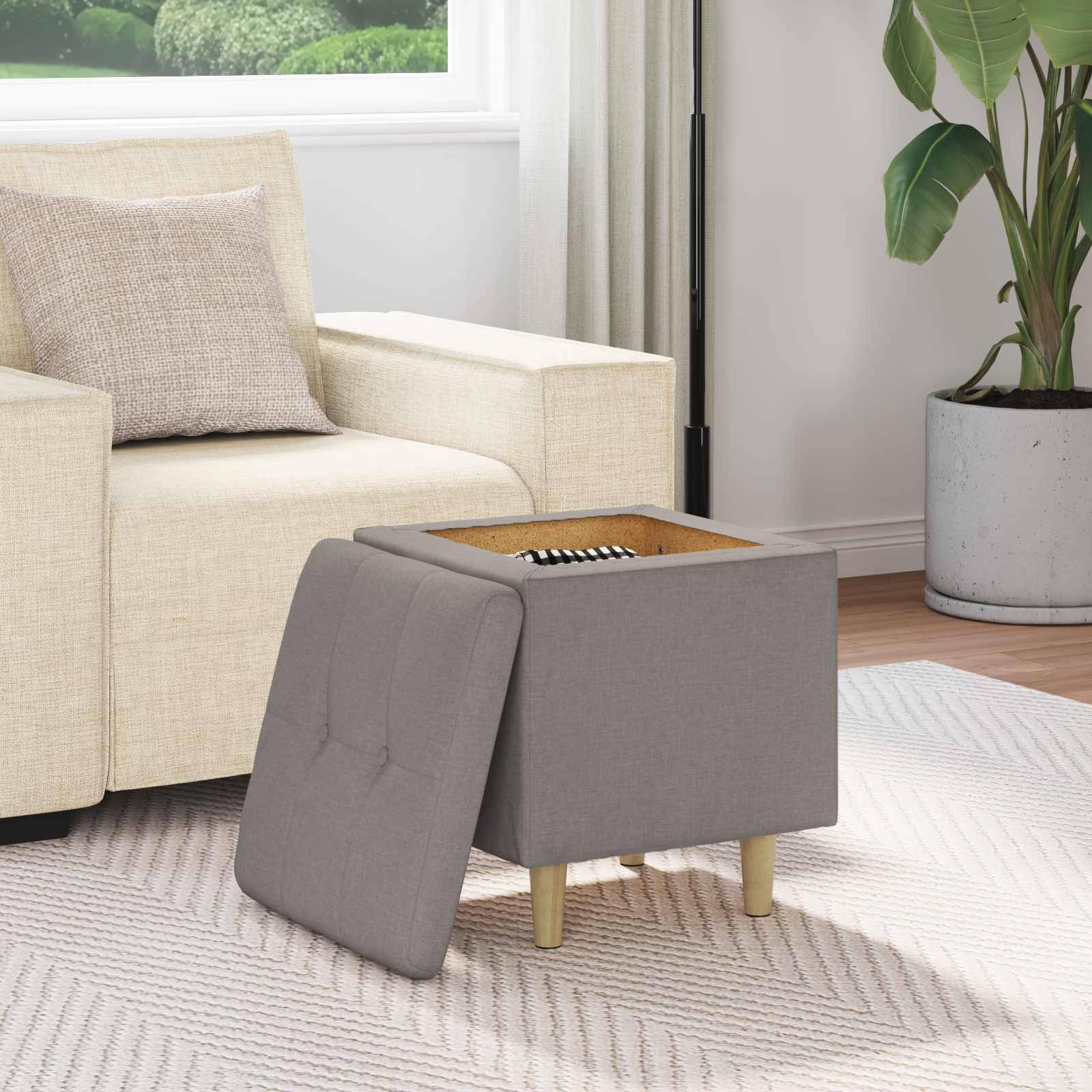 vidaXL Aufbewahrungsottomane mit Kissen Taupe 40 x 40 x 45 cm Stoff