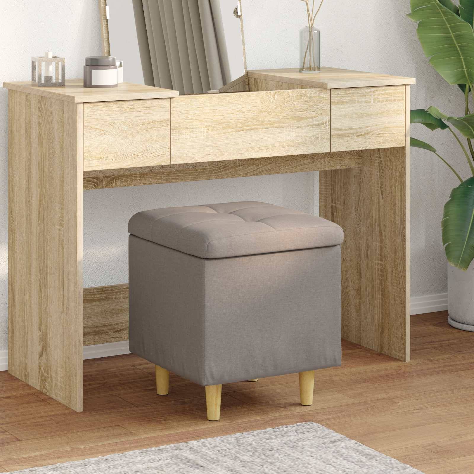 vidaXL Aufbewahrungsottomane mit Kissen Taupe 40 x 40 x 45 cm Stoff