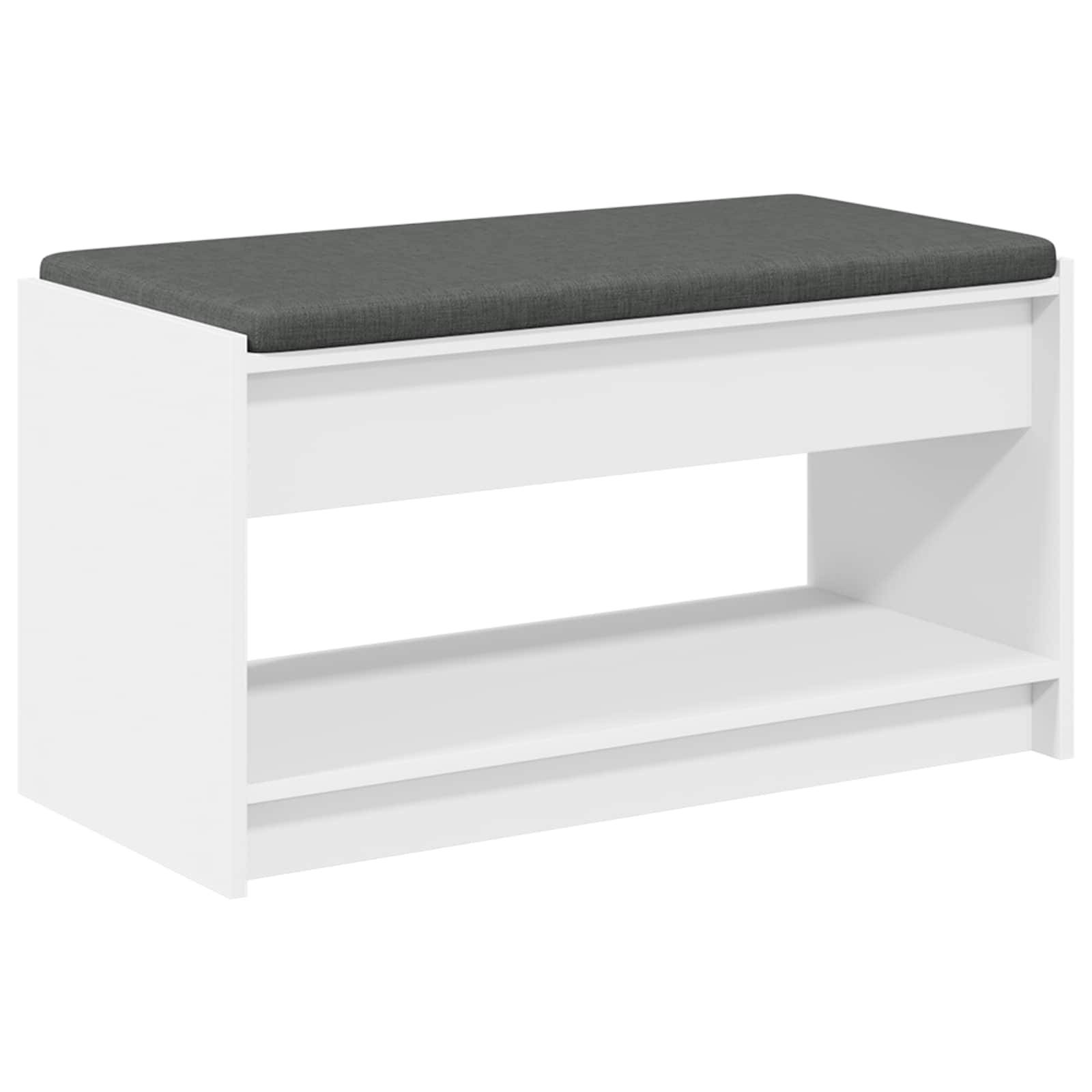 vidaXL Flurbank mit Kissen mit Regal mit Speicher Weiß 83 x 38 x 45 cm