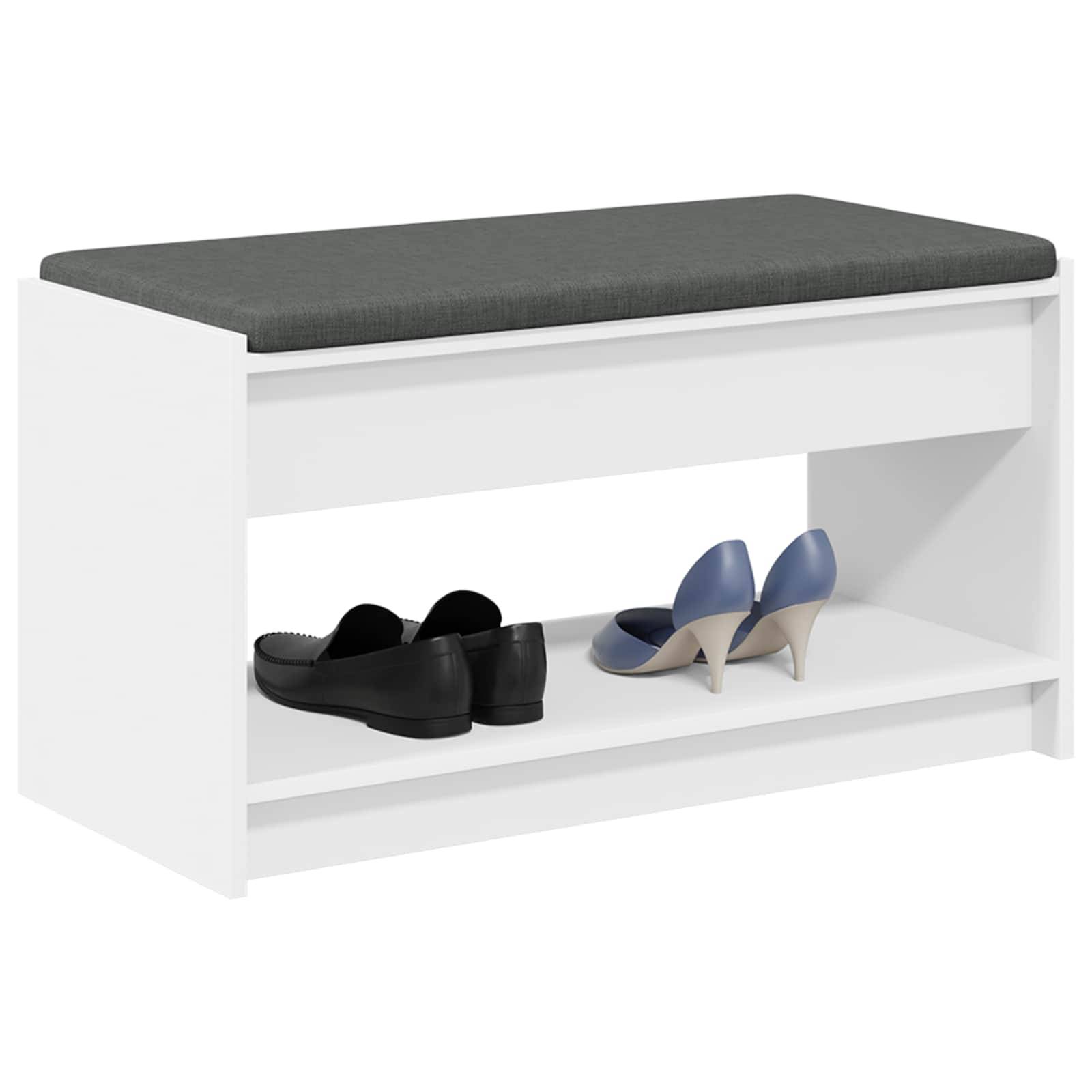 vidaXL Flurbank mit Kissen mit Regal mit Speicher Weiß 83 x 38 x 45 cm