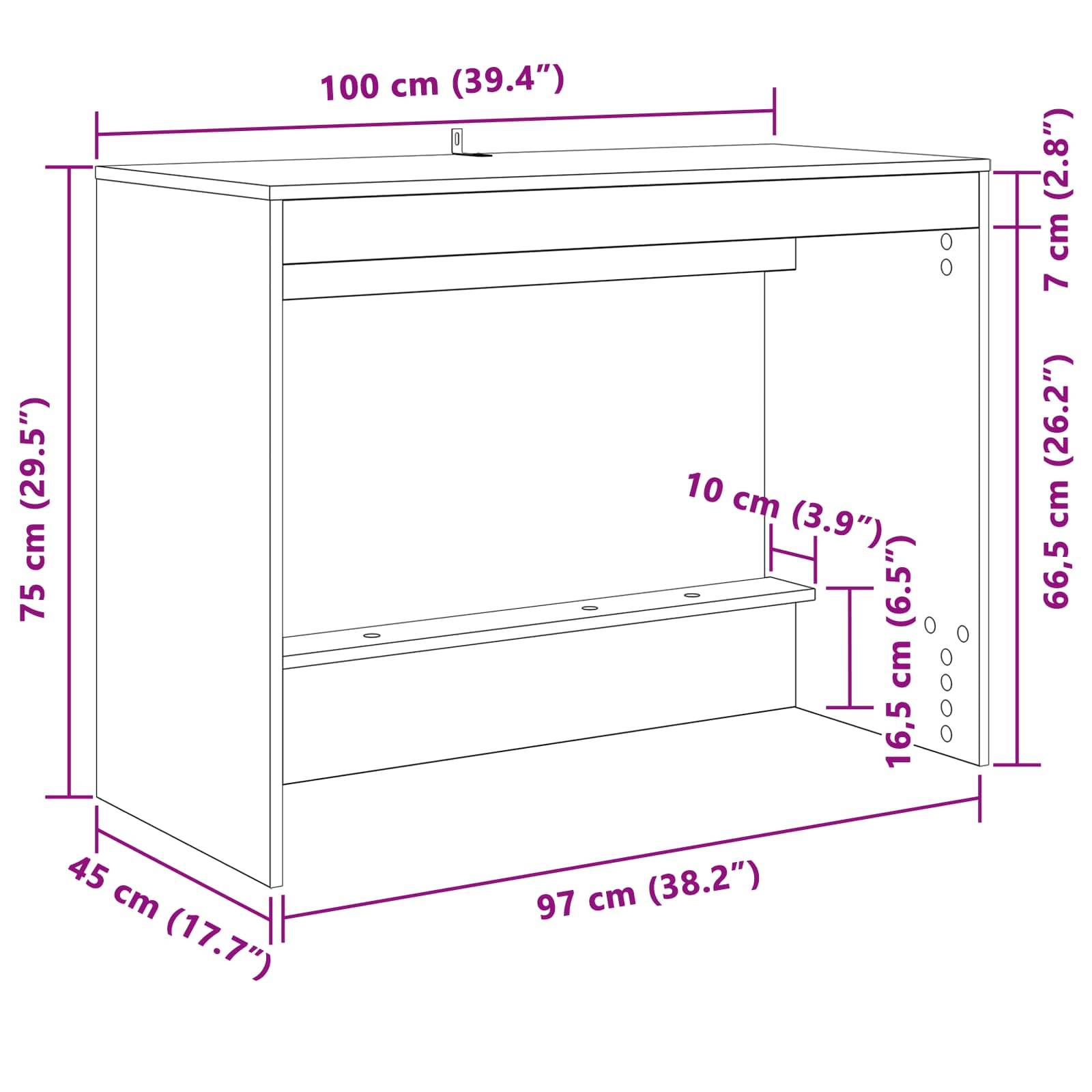 vidaXL Bett-Schreibtisch Artisan-Eiche Holzwerkstoff 100 x 45 x 75 cm