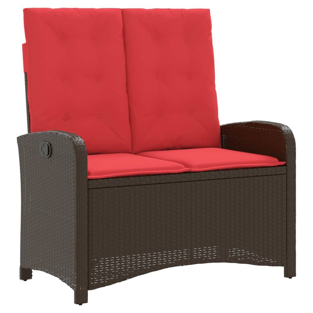 vidaXL Gartenbank Verstellbar mit Kissen Braun Poly Rattan