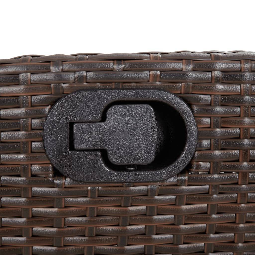 Nahaufnahme einer gewebten Oberflächenstruktur mit einer schwarzen Kunststoffverriegelung in der Mitte, die zum Sichern eines Gegenstands oder Möbelstücks verwendet wird.