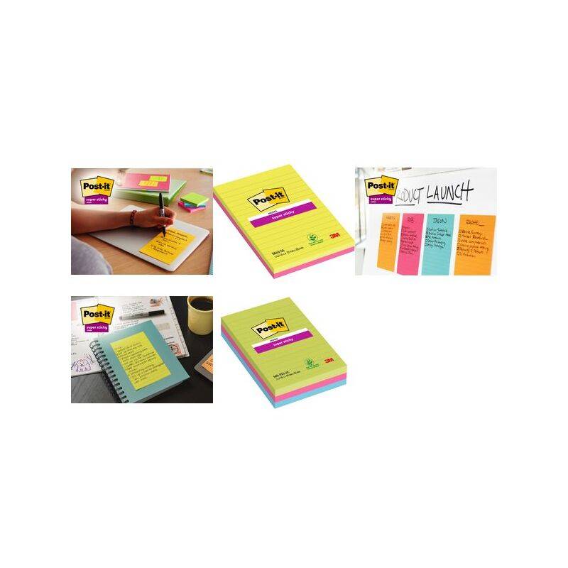 Post-it Haftnotizen super sticky notes, liniert, 101 x 152mm