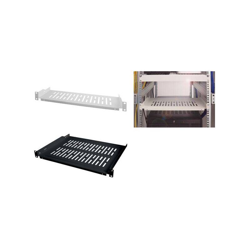 LogiLink 19" Fachboden, 1 HE, Festeinbau, (T)300 mm, grau