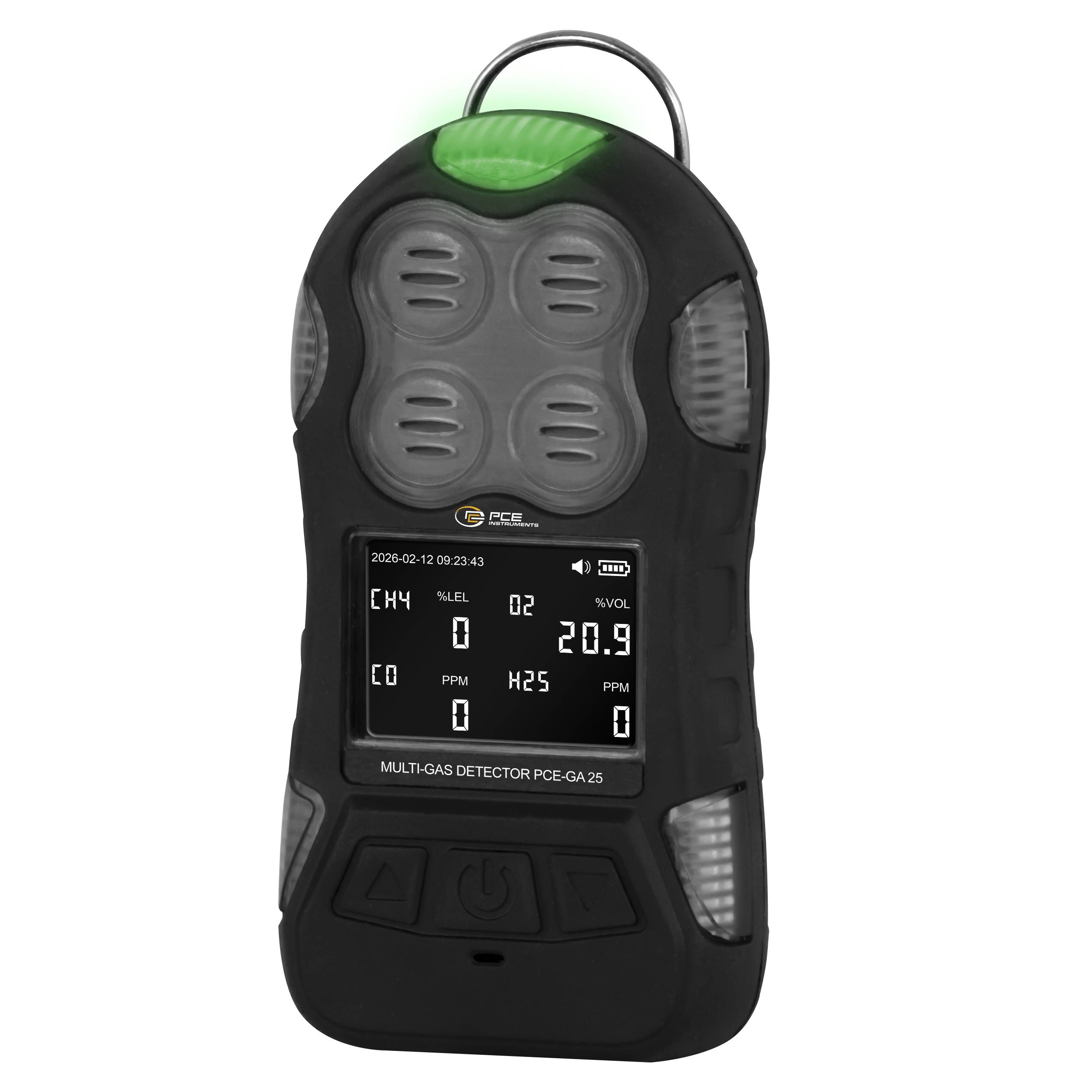 PCE Instruments Mehrgasmessgerät PCE-GA 25 |Brennbare Gase: 0…100 %LEL |O2: 0…30 %vol |CO: 0…1000 ppm |H2S: 0…100 ppm