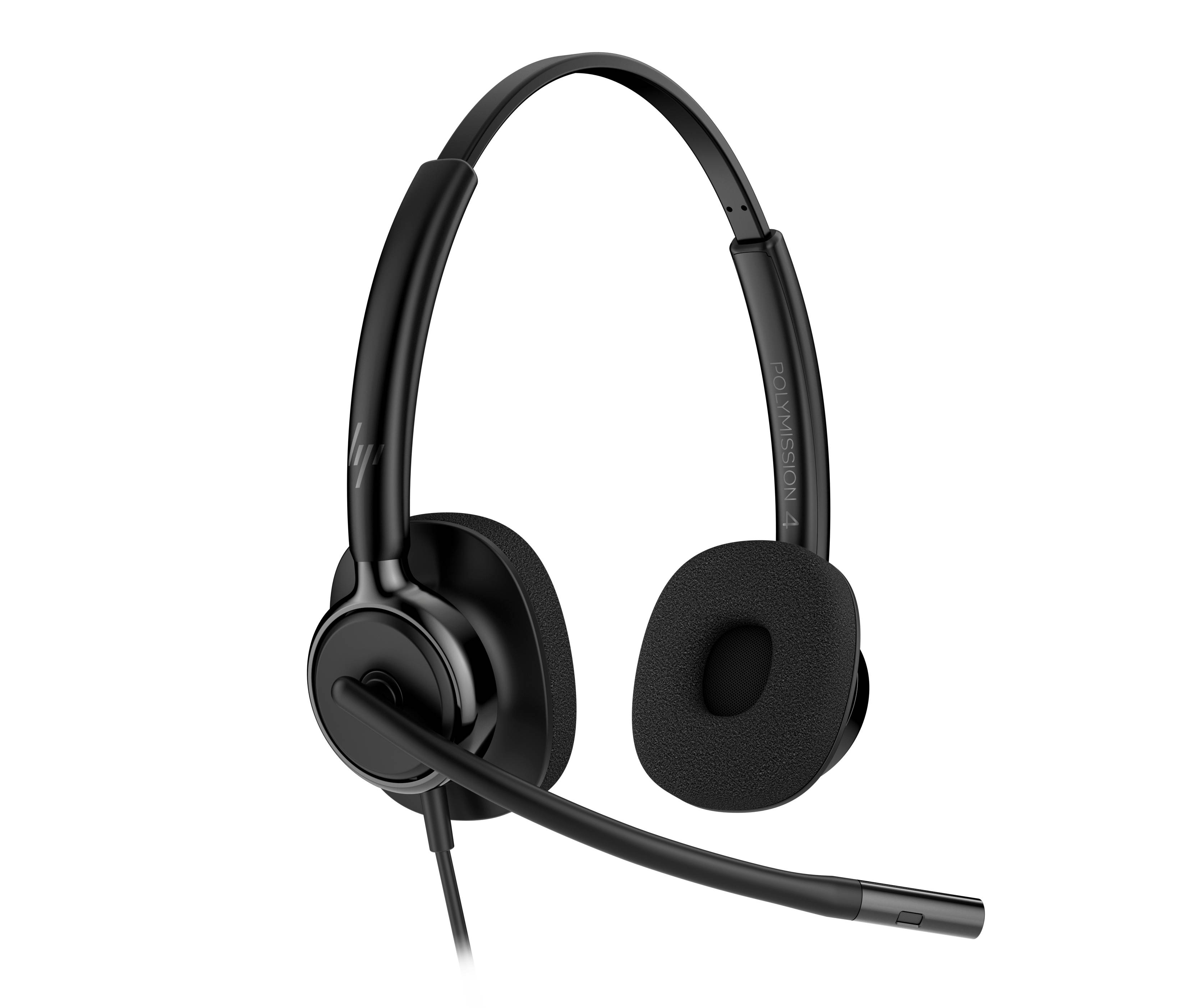 Schwarzer Over-Ear-Kopfhörer mit Boom-Mikrofon auf schwarzem Hintergrund.