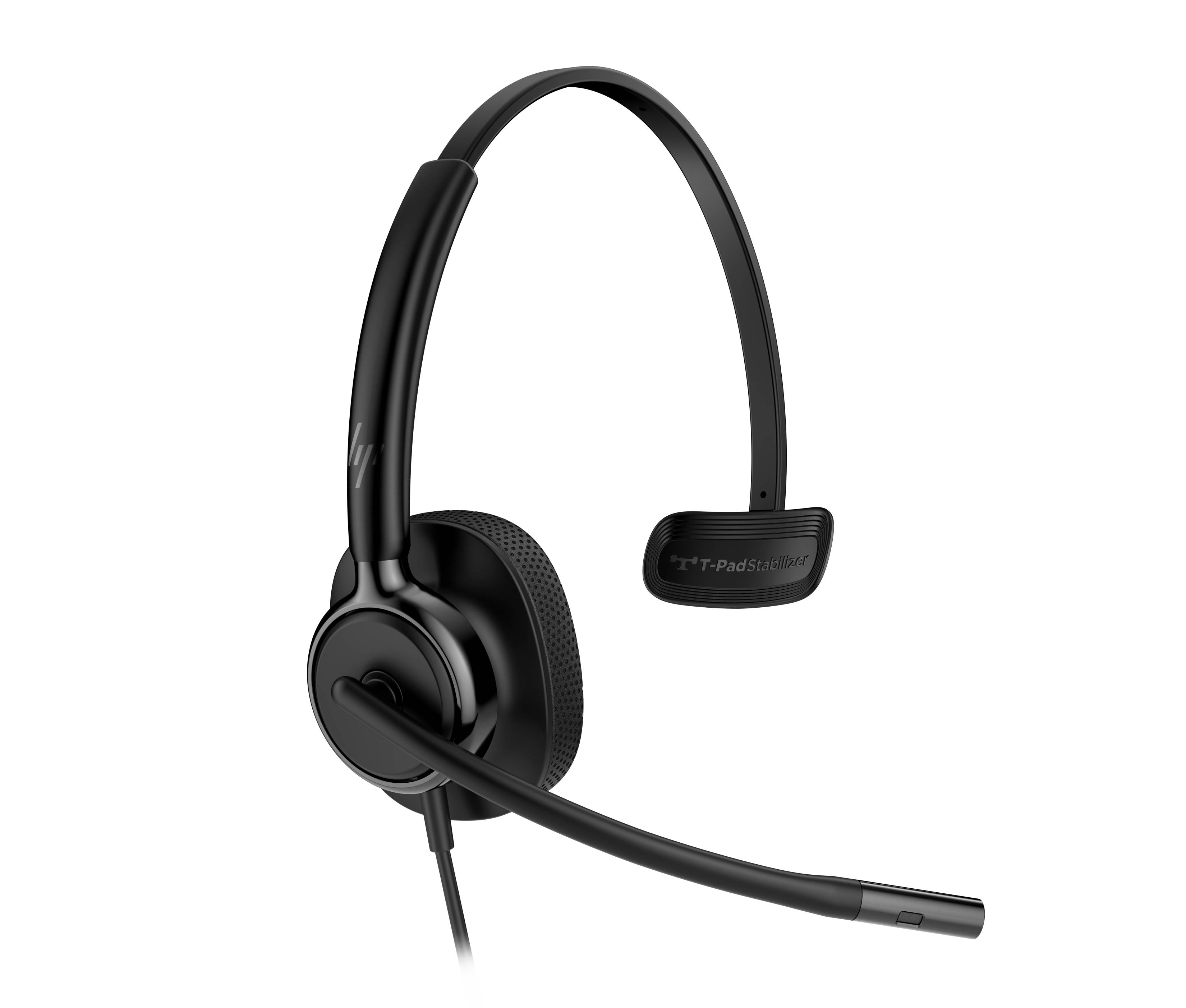 Schwarzes Over-Ear-Headset mit Boom-Mikrofon auf schwarzem Hintergrund, gezeigt in Produktstil-Ansicht.