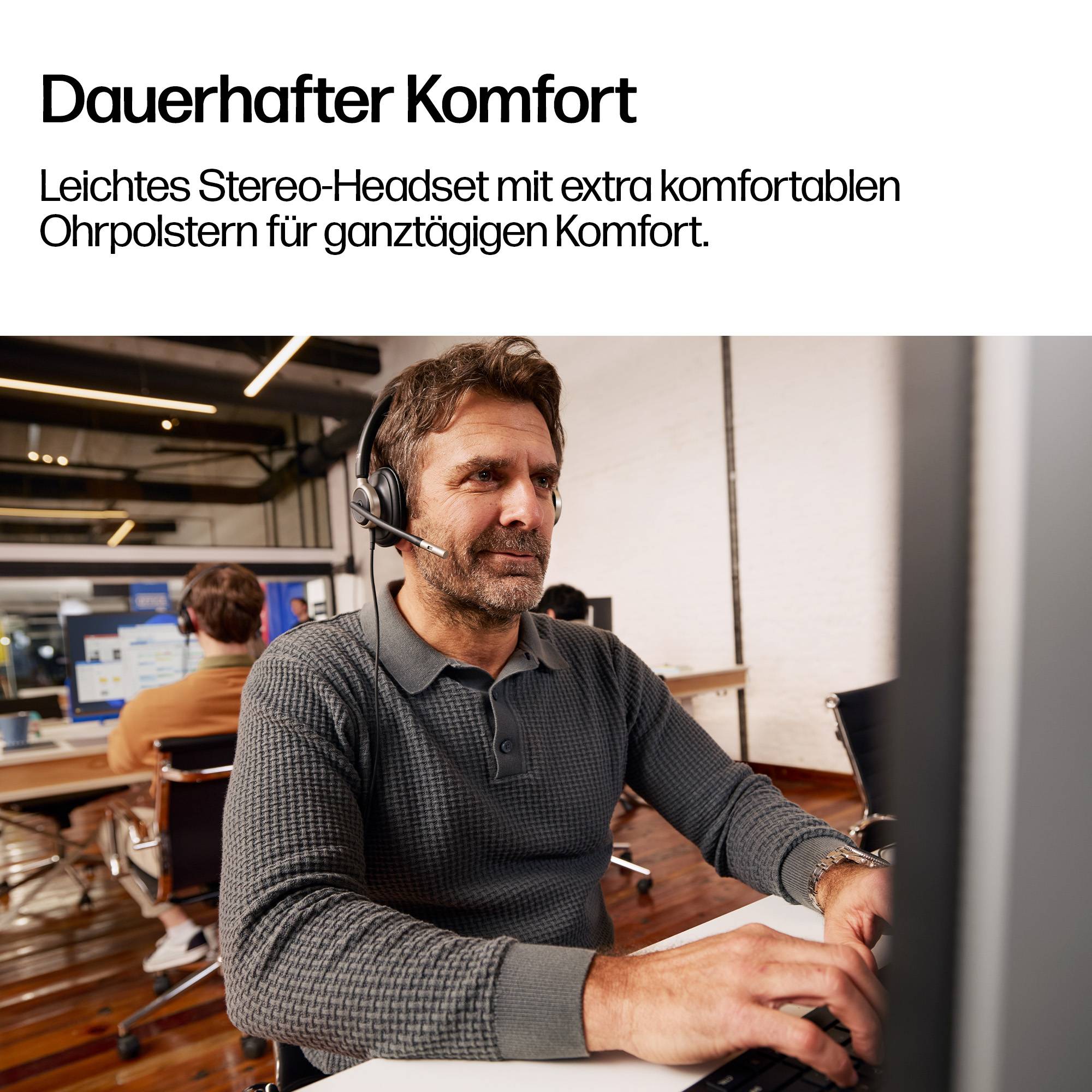 HP Poly Mission 815 Mono-Headset mit USB, kabelgebunden, 122 g, Schwarz