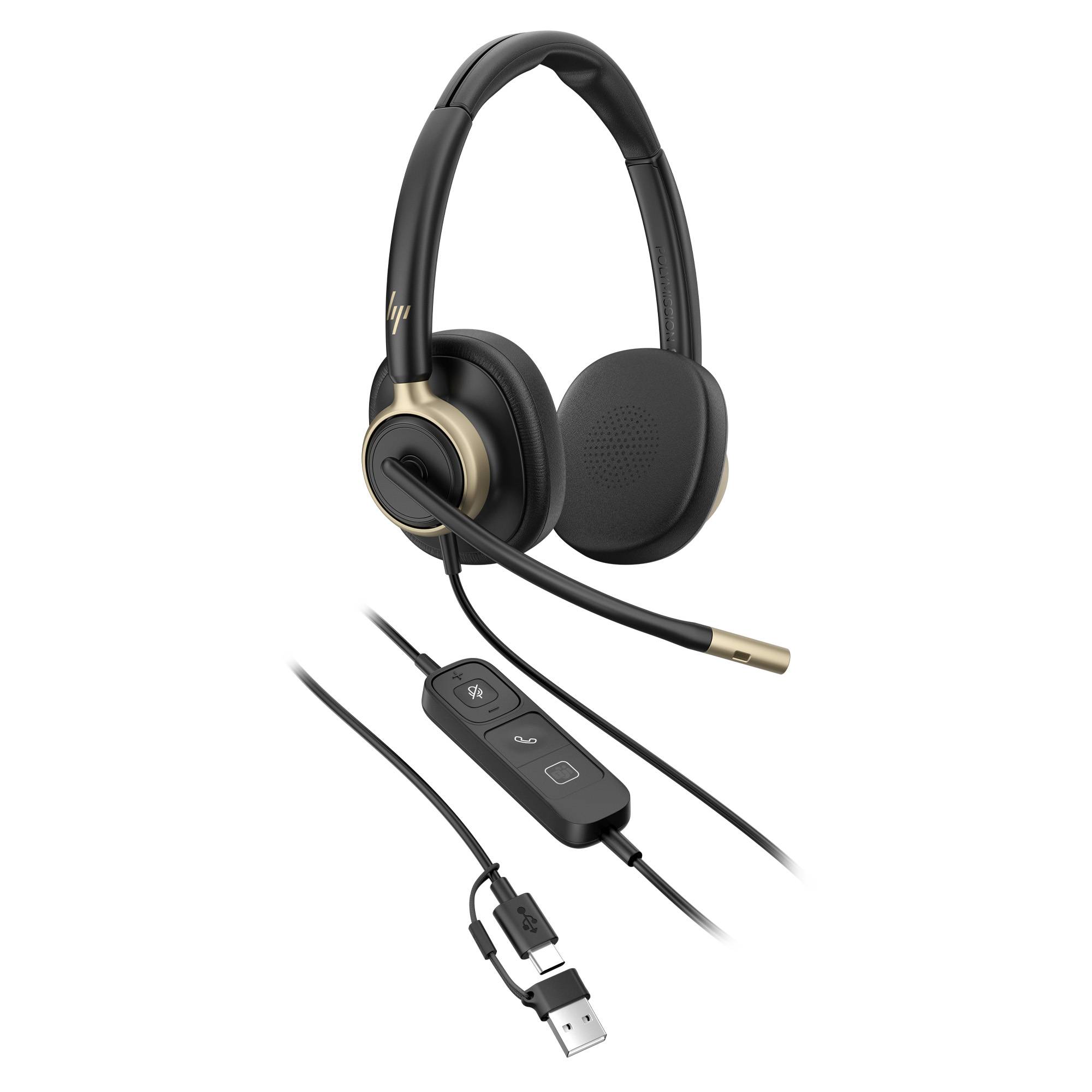 HP Poly Mission 815 Mono-Headset mit USB, kabelgebunden, 122 g, Schwarz