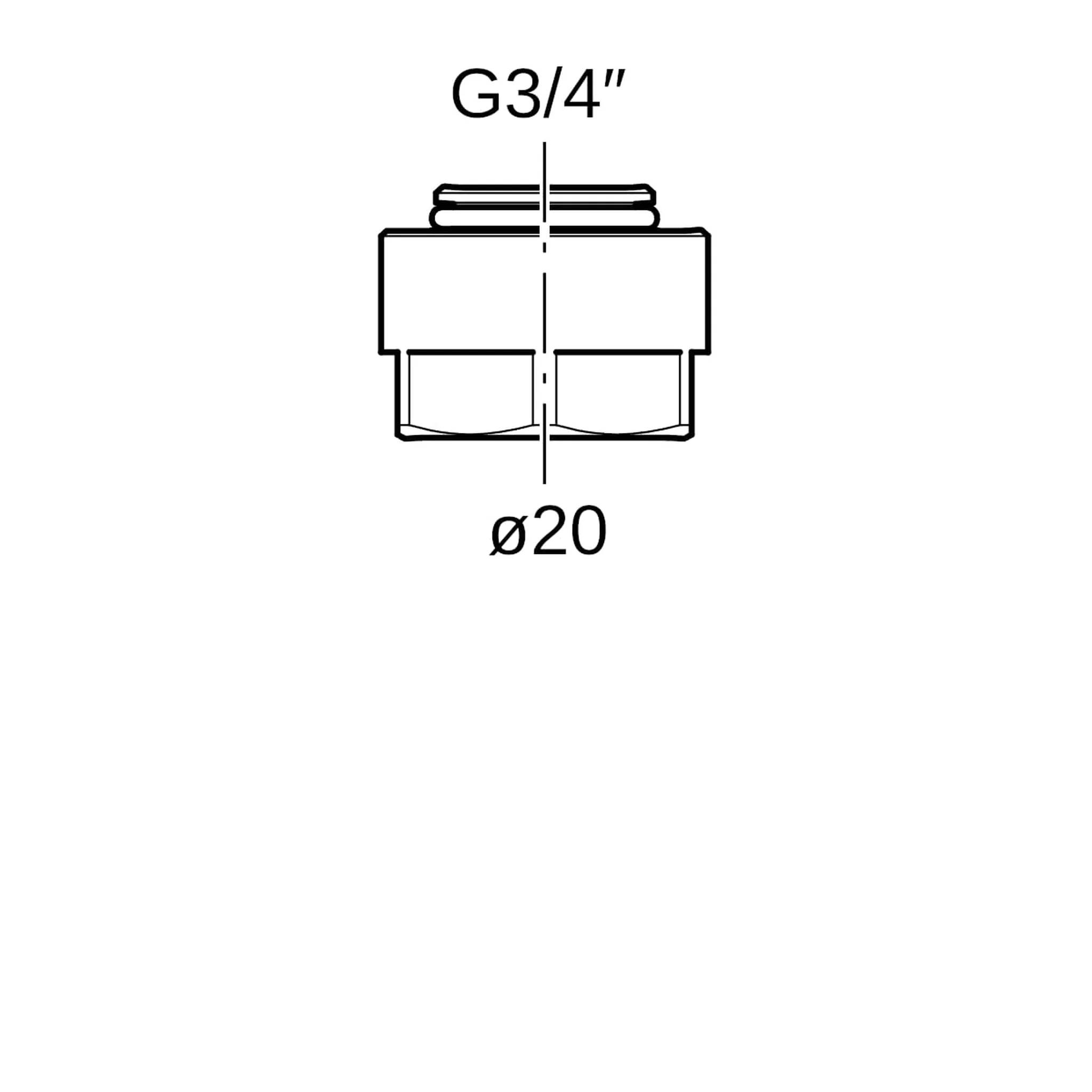 Geberit GE FlowFit, Eurokonusverschraubung, MS, d20 mm x G3/4, vernickelt, 1 Stk.