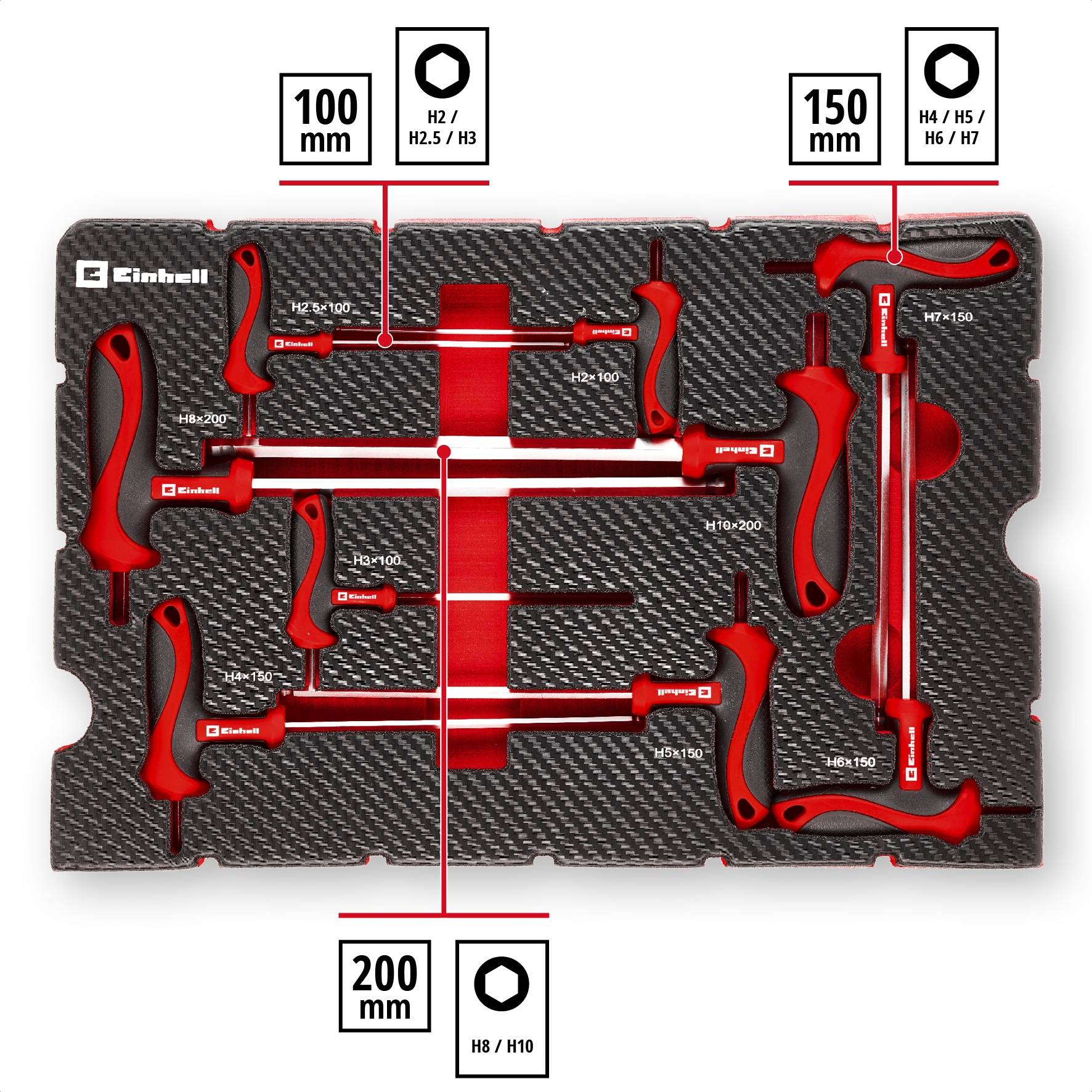 EINHELL E-Case-Einleger T-Griff-Schraubendreher, 370526, 9-teilig