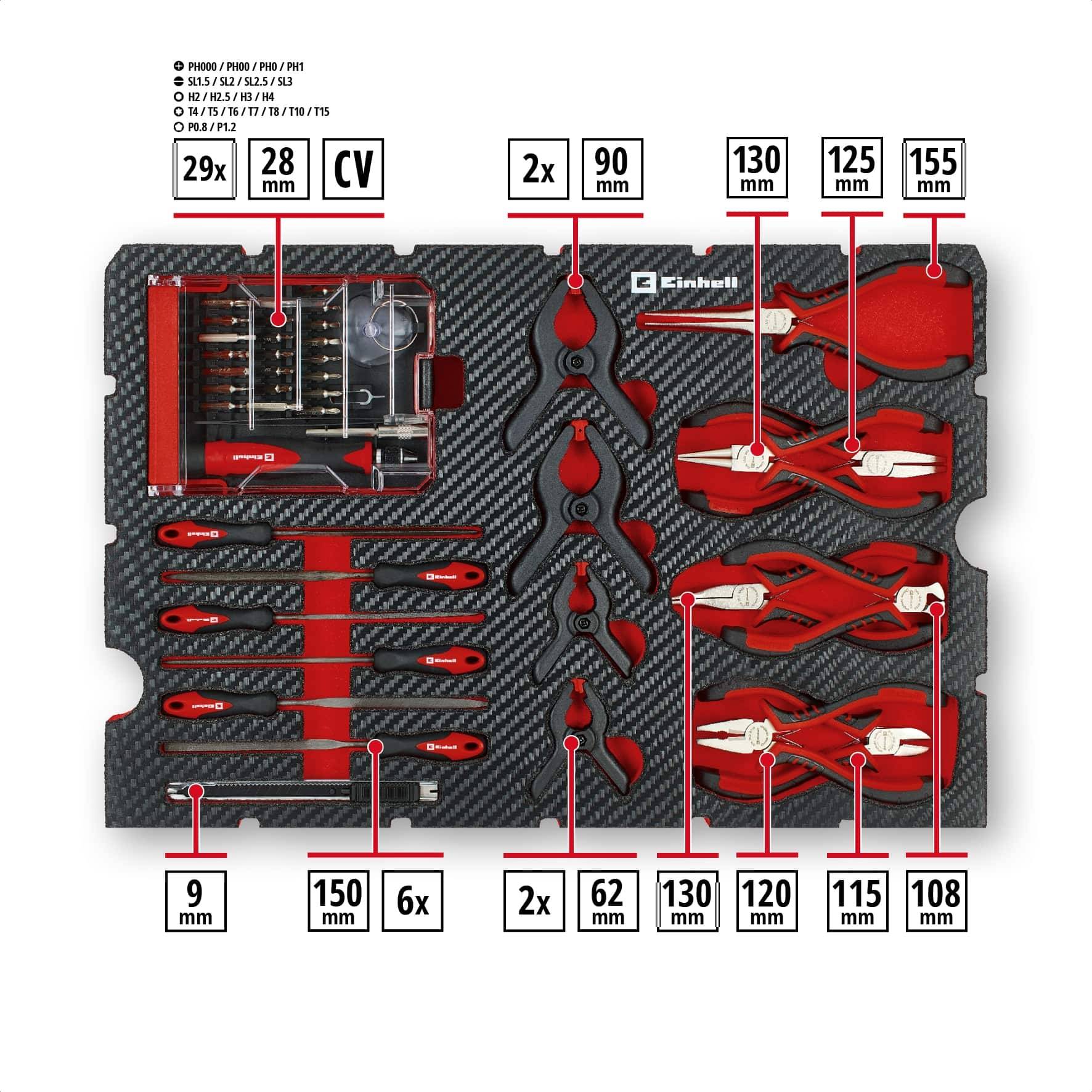 EINHELL Werkzeugkoffer Hobby, 370512, E-Case, 153-teilig