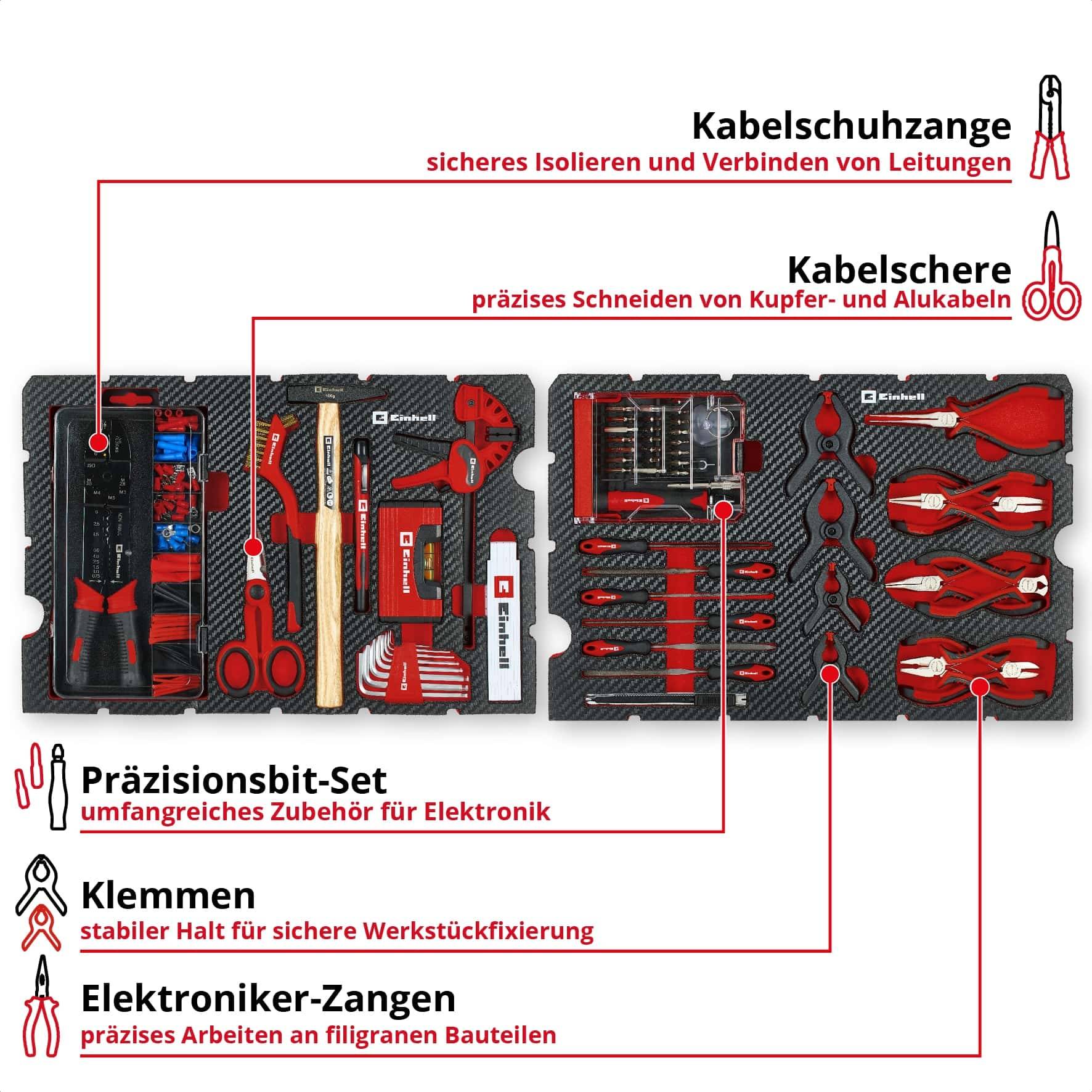 EINHELL Werkzeugkoffer Hobby, 370512, E-Case, 153-teilig